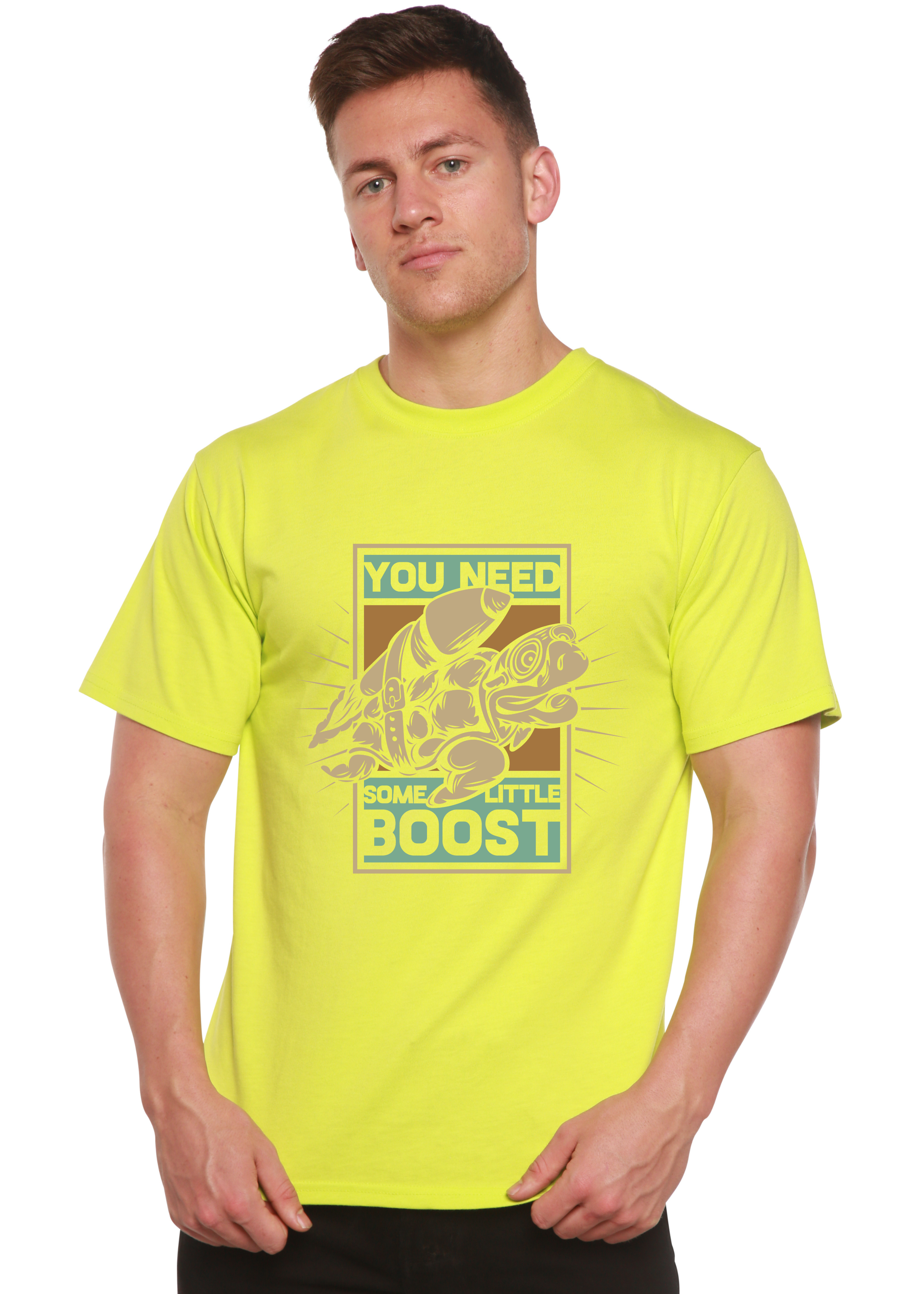 Spun Bamboo You Need Boost Men's Bamboo Viscose/Organic Cotton Short Sleeve Graphic T-Shirt — back view