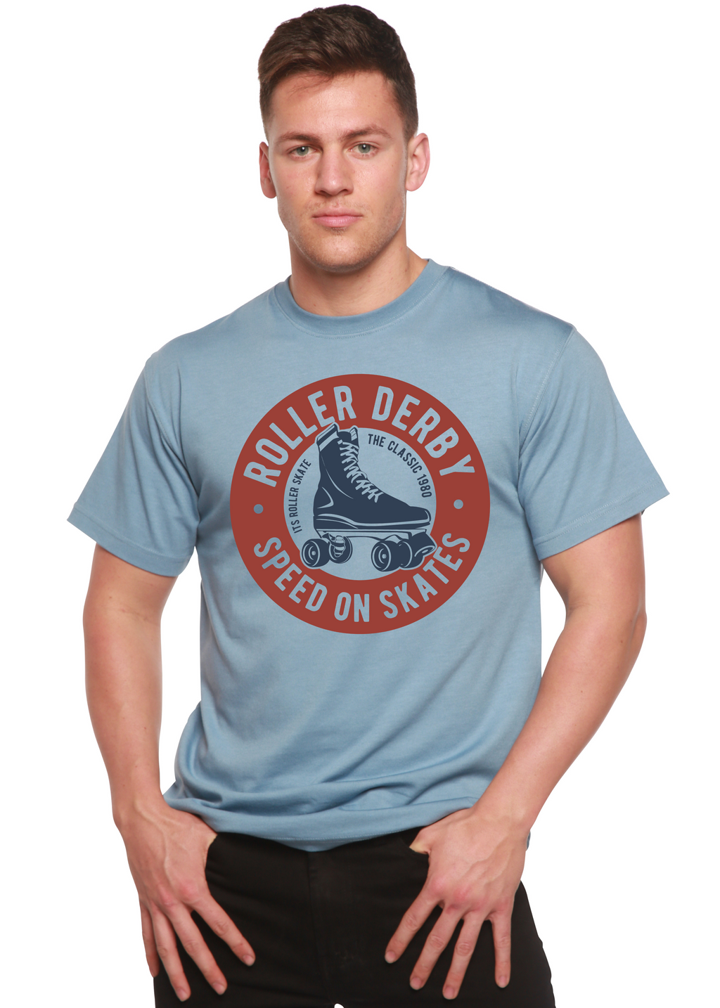 Spun Bamboo Roller Derby Spun Bamboo® Men's Bamboo Viscose/Organic Cotton Short Sleeve Graphic T-Shirt — in-use photo