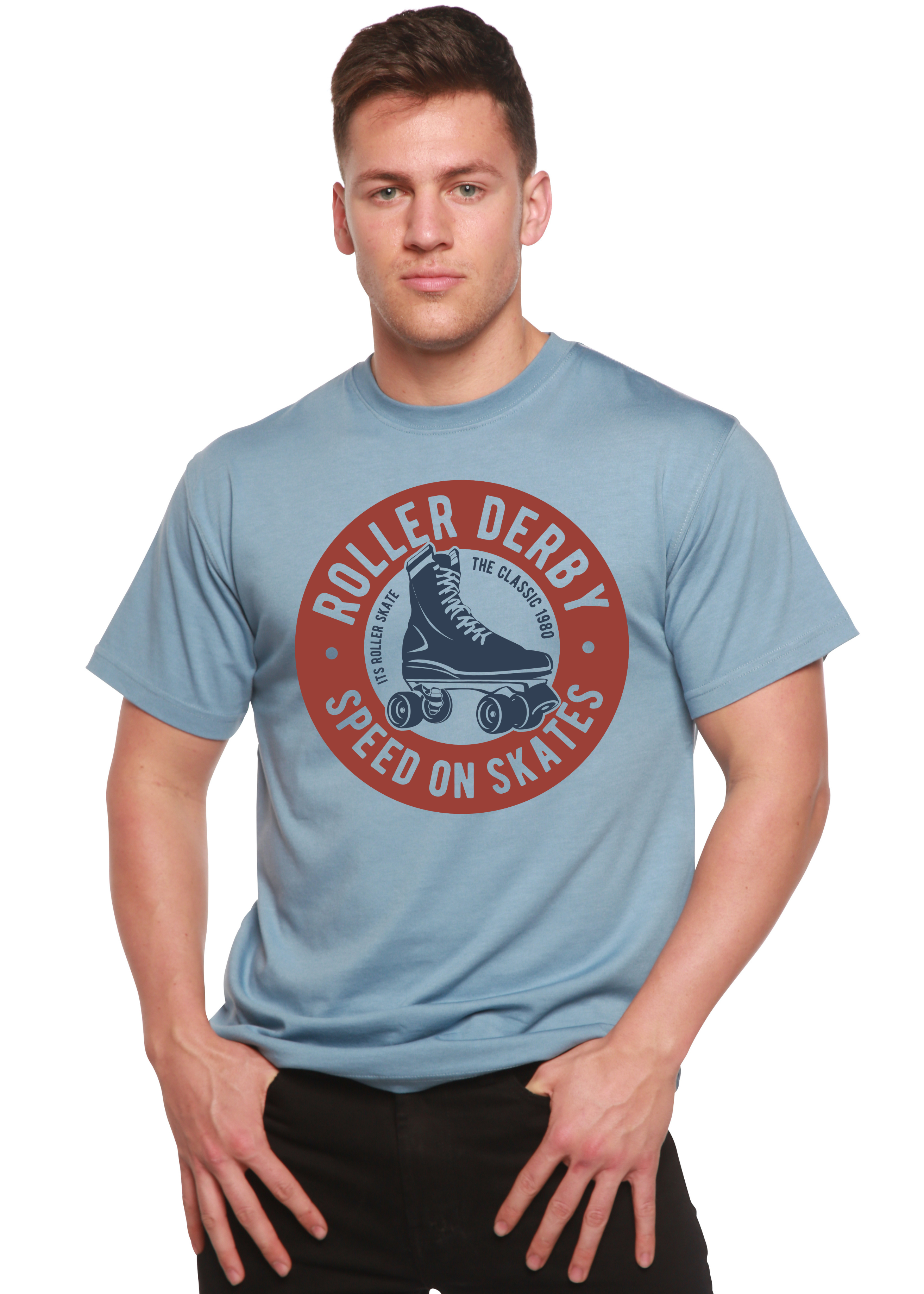 Spun Bamboo Roller Derby Spun Bamboo® Men's Bamboo Viscose/Organic Cotton Short Sleeve Graphic T-Shirt — in-use photo