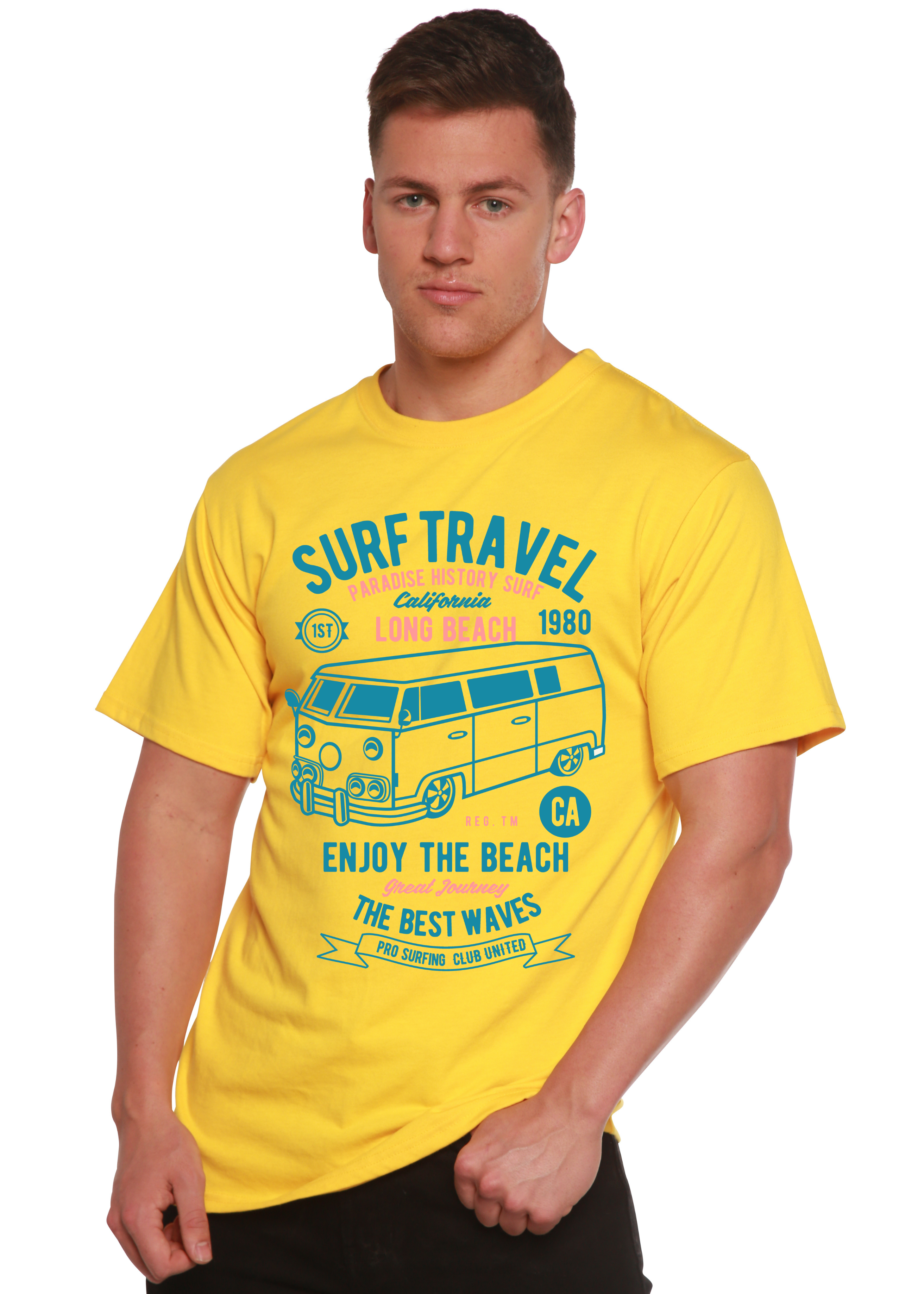 Spun Bamboo Surf Travel Spun Bamboo® Men's Bamboo Viscose/Organic Cotton Short Sleeve Graphic T-Shirt — lifestyle context