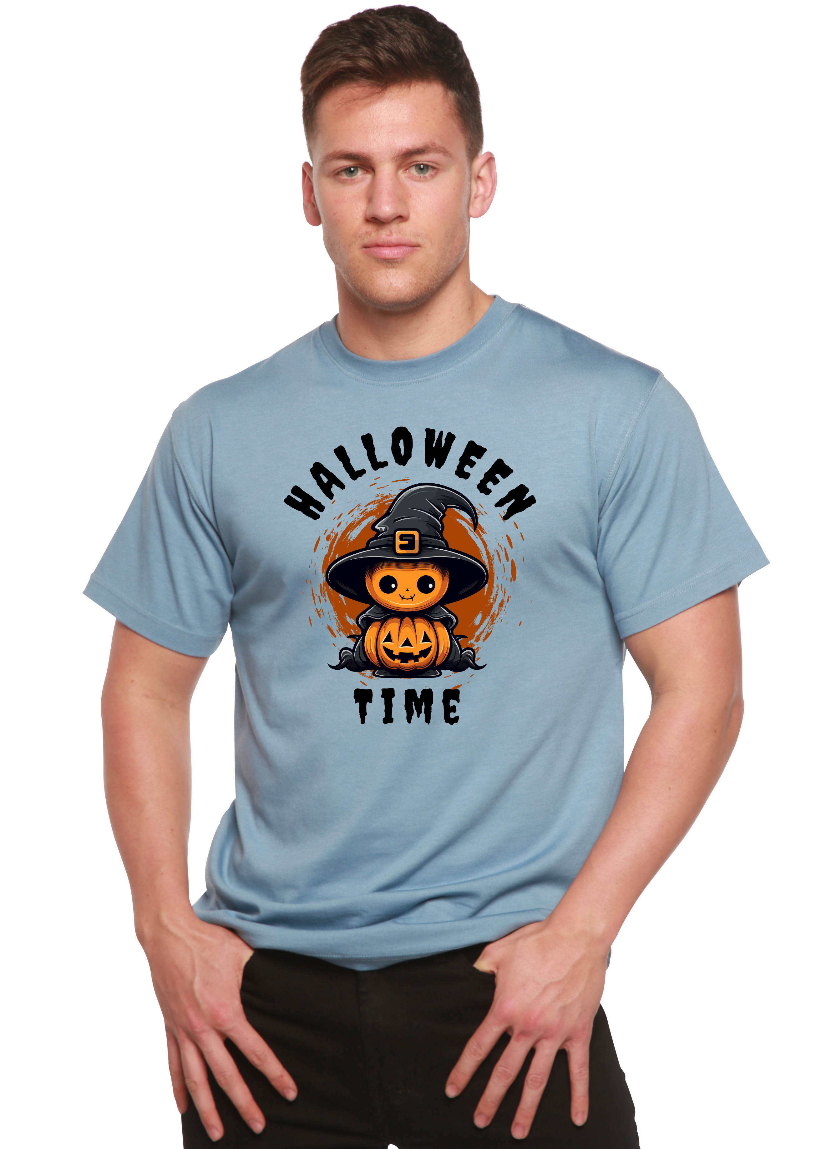 Spun Bamboo Halloween Time Unisex Bamboo Viscose/Organic Cotton Short Sleeve Graphic T-Shirt — feature highlight