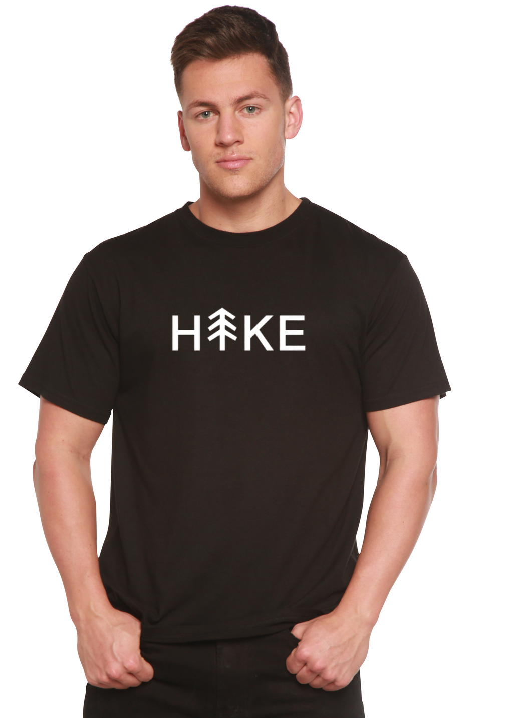 Spun Bamboo Hike Men's Bamboo Viscose/Organic Cotton Short Sleeve Graphic T-Shirt — detail close-up