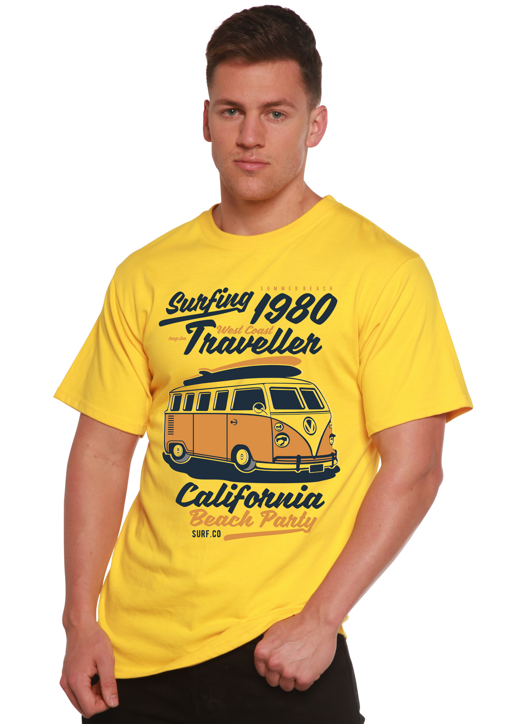 Spun Bamboo Surfing 1980 Spun Bamboo® Men's Bamboo Viscose/Organic Cotton Short Sleeve Graphic T-Shirt — lifestyle context