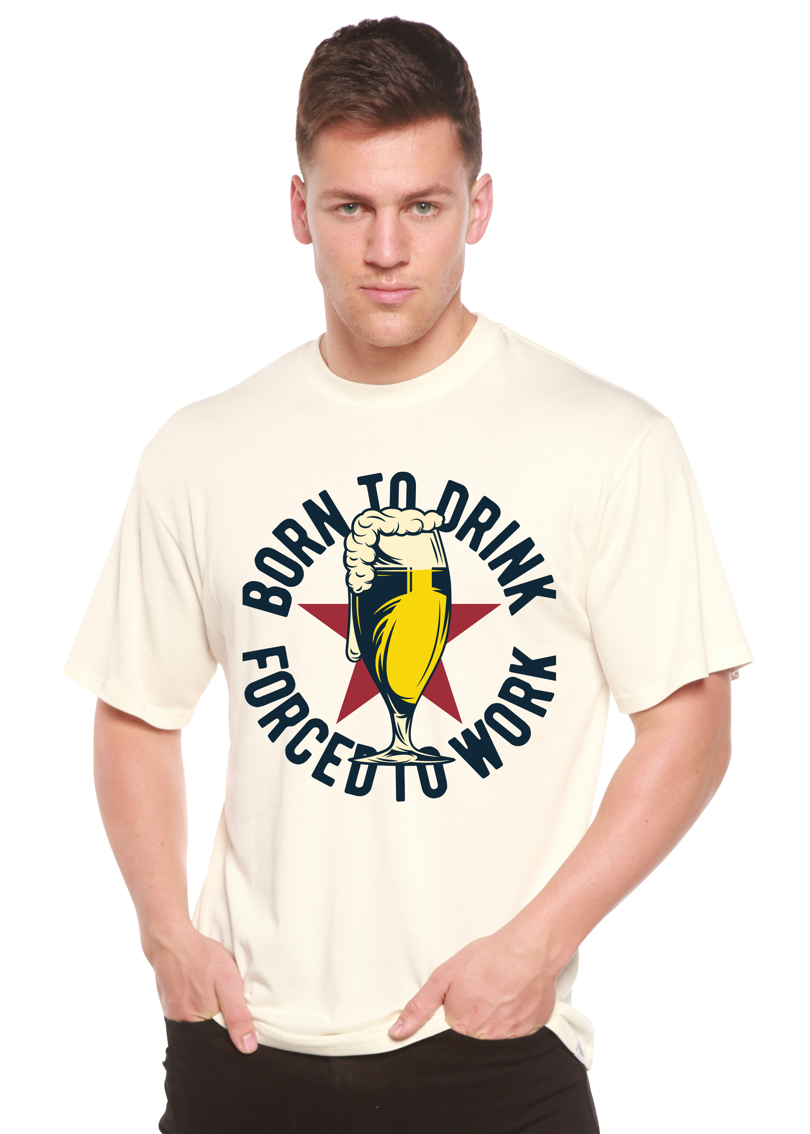 Spun Bamboo Born to Drink Men's Bamboo Viscose/Organic Cotton Short Sleeve Graphic T-Shirt — alternative angle