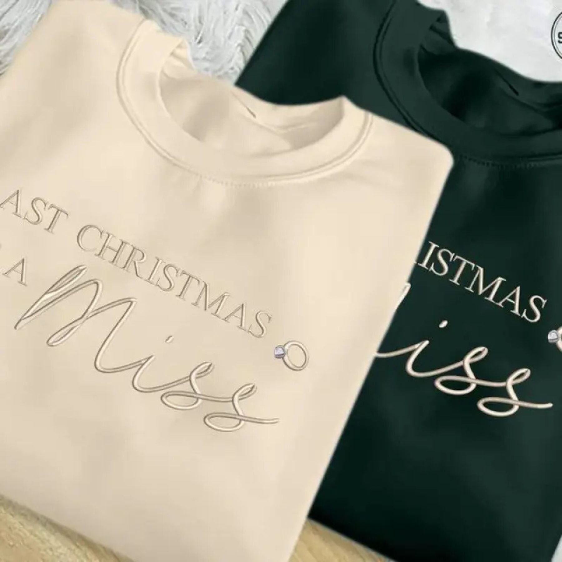 Pasimax "Last Christmas as a Miss" Embroidered Sweatshirt – Bridal Holiday Crewneck — alternative angle