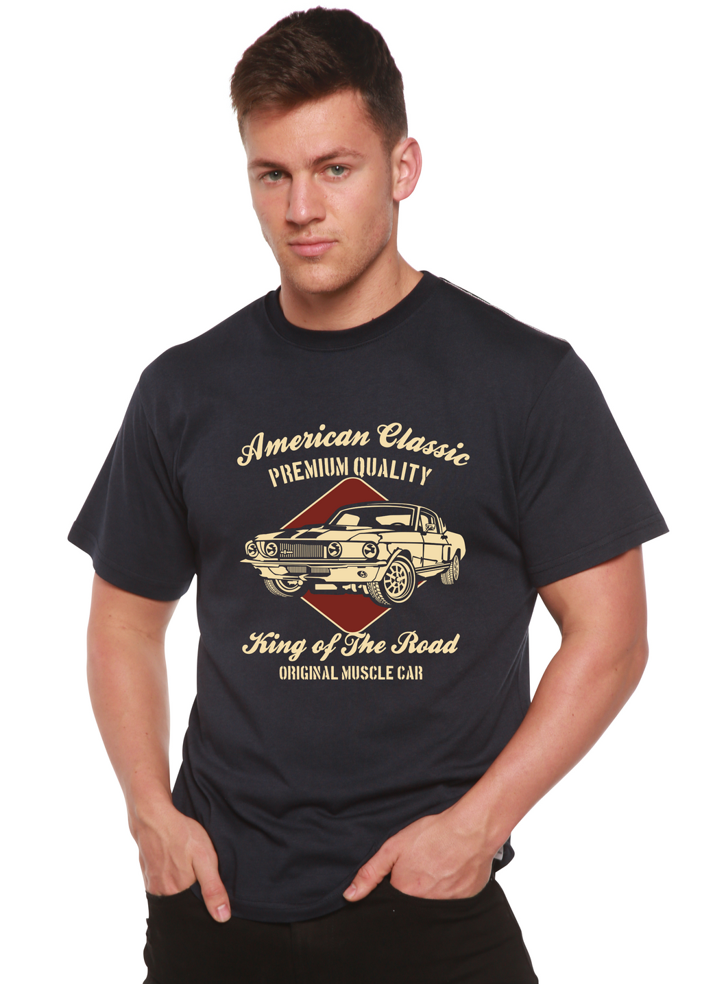 Spun Bamboo American Classic Men's Bamboo Viscose/Organic Cotton Short Sleeve Graphic T-Shirt — detail close-up