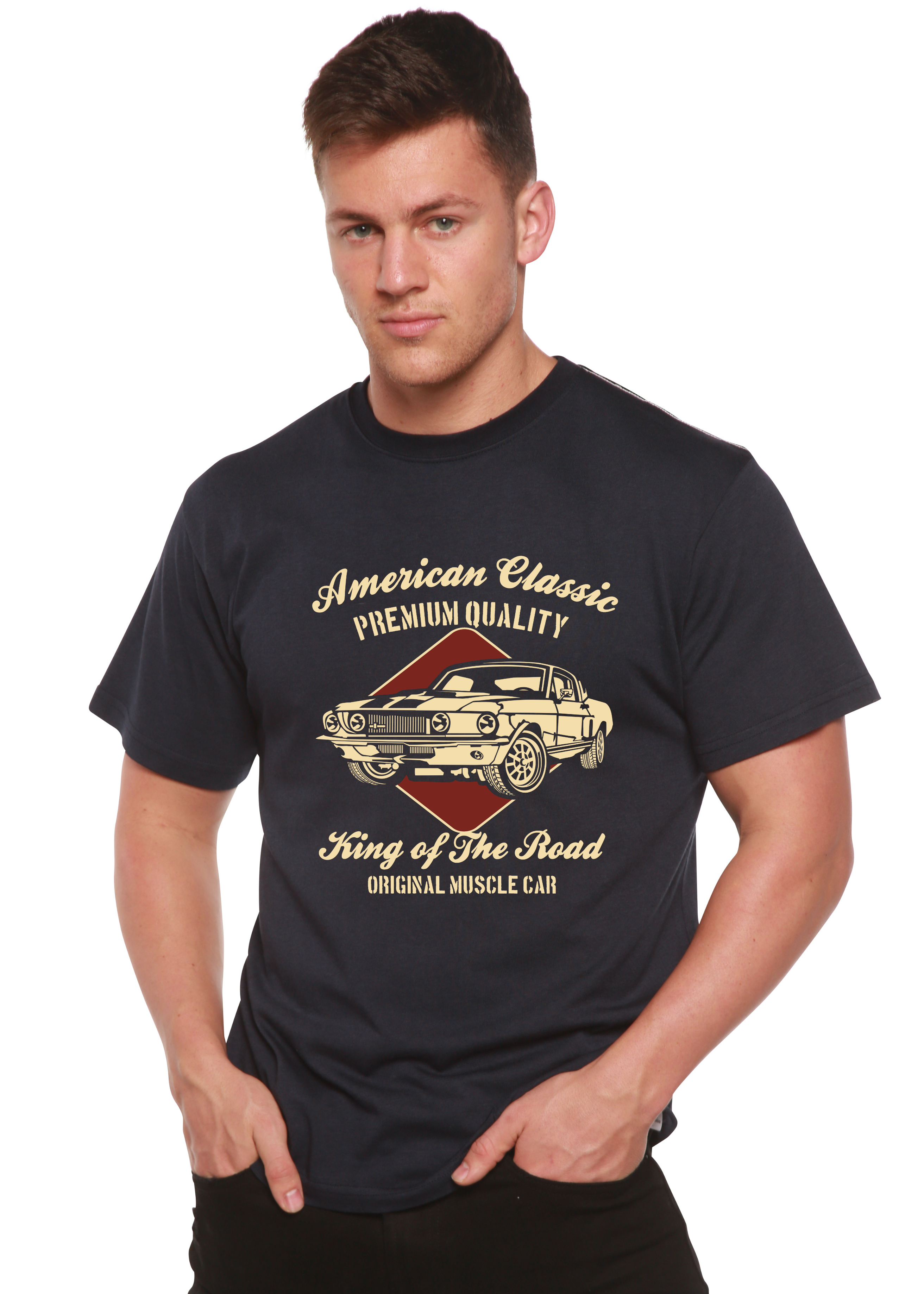 Spun Bamboo American Classic Men's Bamboo Viscose/Organic Cotton Short Sleeve Graphic T-Shirt — detail close-up