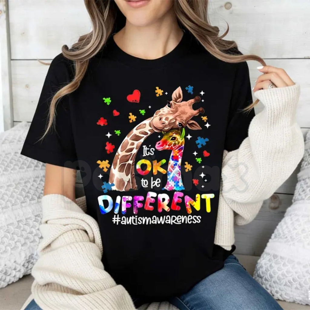 Pasimax "Different is Beautiful" Artistic Giraffe T-Shirt — alternative angle