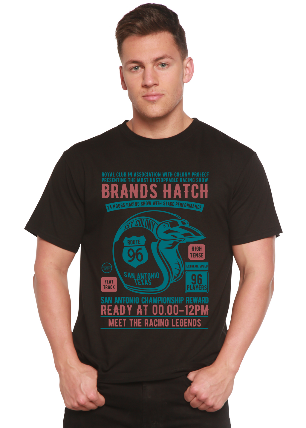 Spun Bamboo Brands Hatch Men's Bamboo Viscose/Organic Cotton Short Sleeve Graphic T-Shirt — lifestyle context
