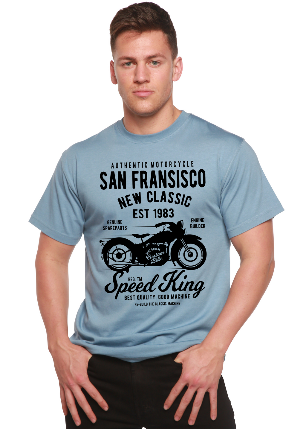 Spun Bamboo San Fransisco Spun Bamboo® Men's Bamboo Viscose/Organic Cotton Short Sleeve Graphic T-Shirt — side view