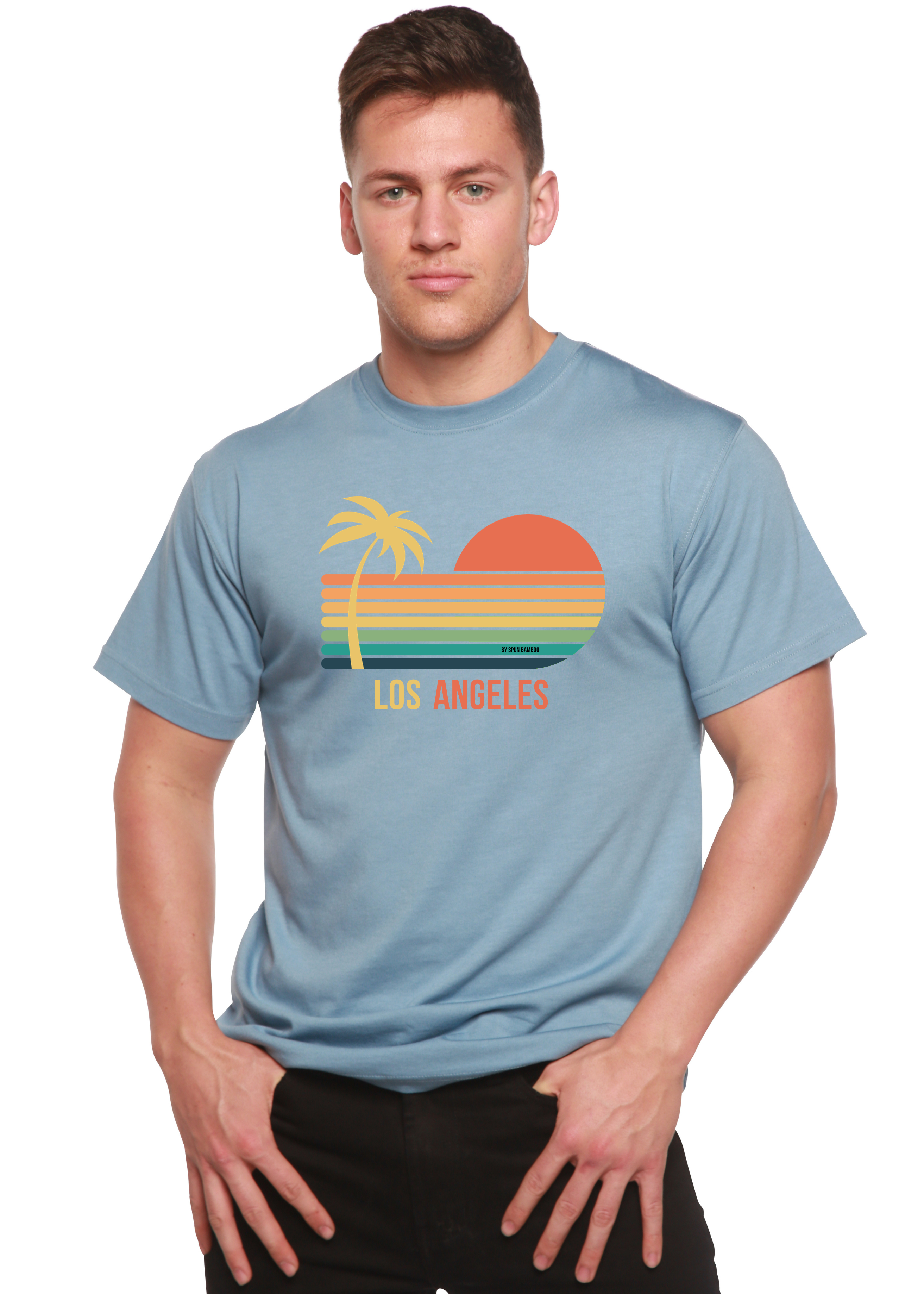 Spun Bamboo Los Angeles Unisex Bamboo Viscose/Organic Cotton Short Sleeve Graphic T-Shirt — comparison shot