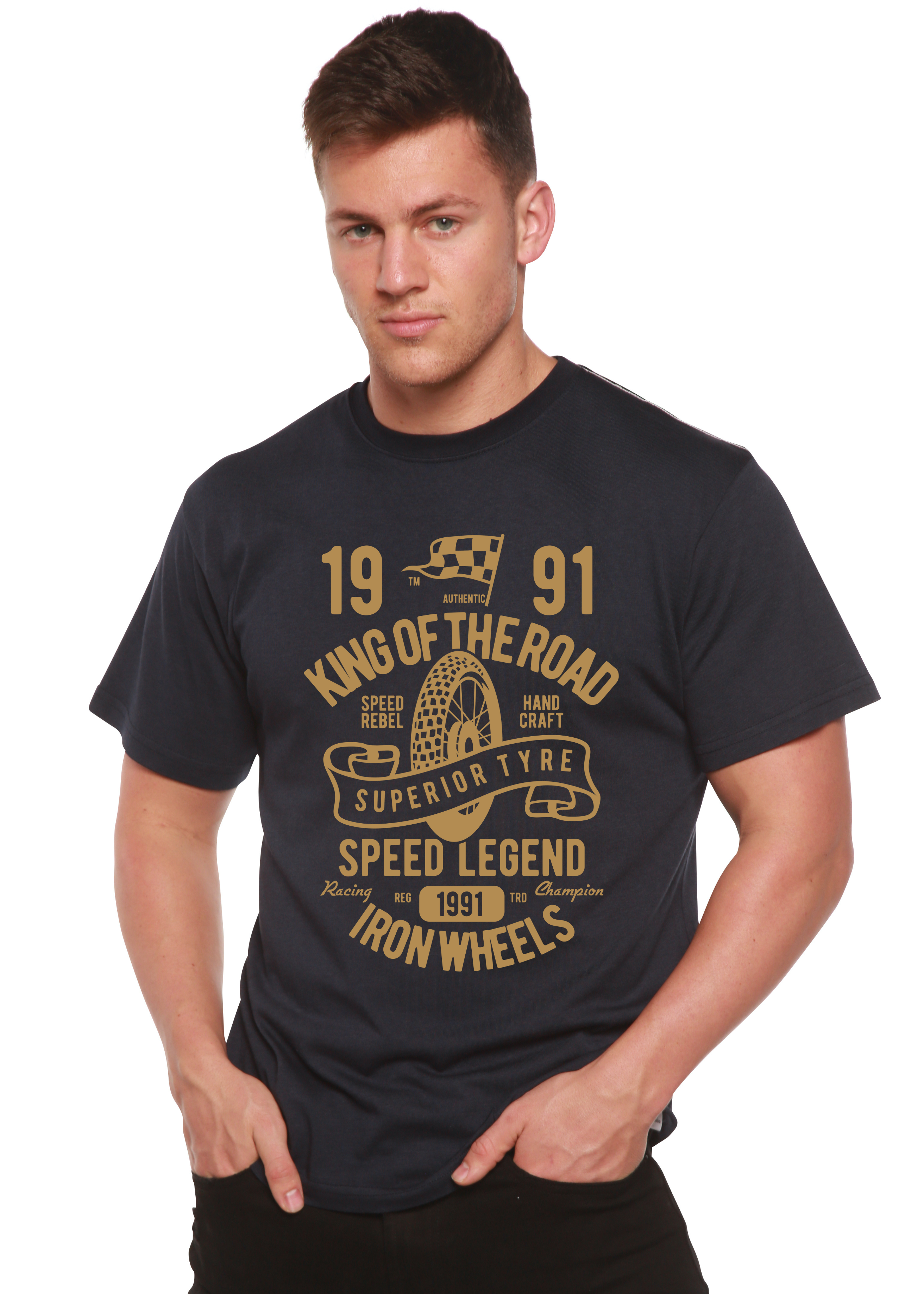 Spun Bamboo Superior Type Spun Bamboo® Men's Bamboo Viscose/Organic Cotton Short Sleeve Graphic T-Shirt — detail close-up