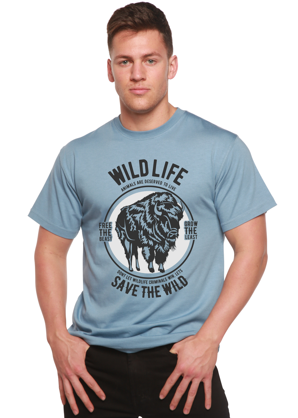 Spun Bamboo Wild Life Spun Bamboo® Men's Bamboo Viscose/Organic Cotton Short Sleeve Graphic T-Shirt — lifestyle context