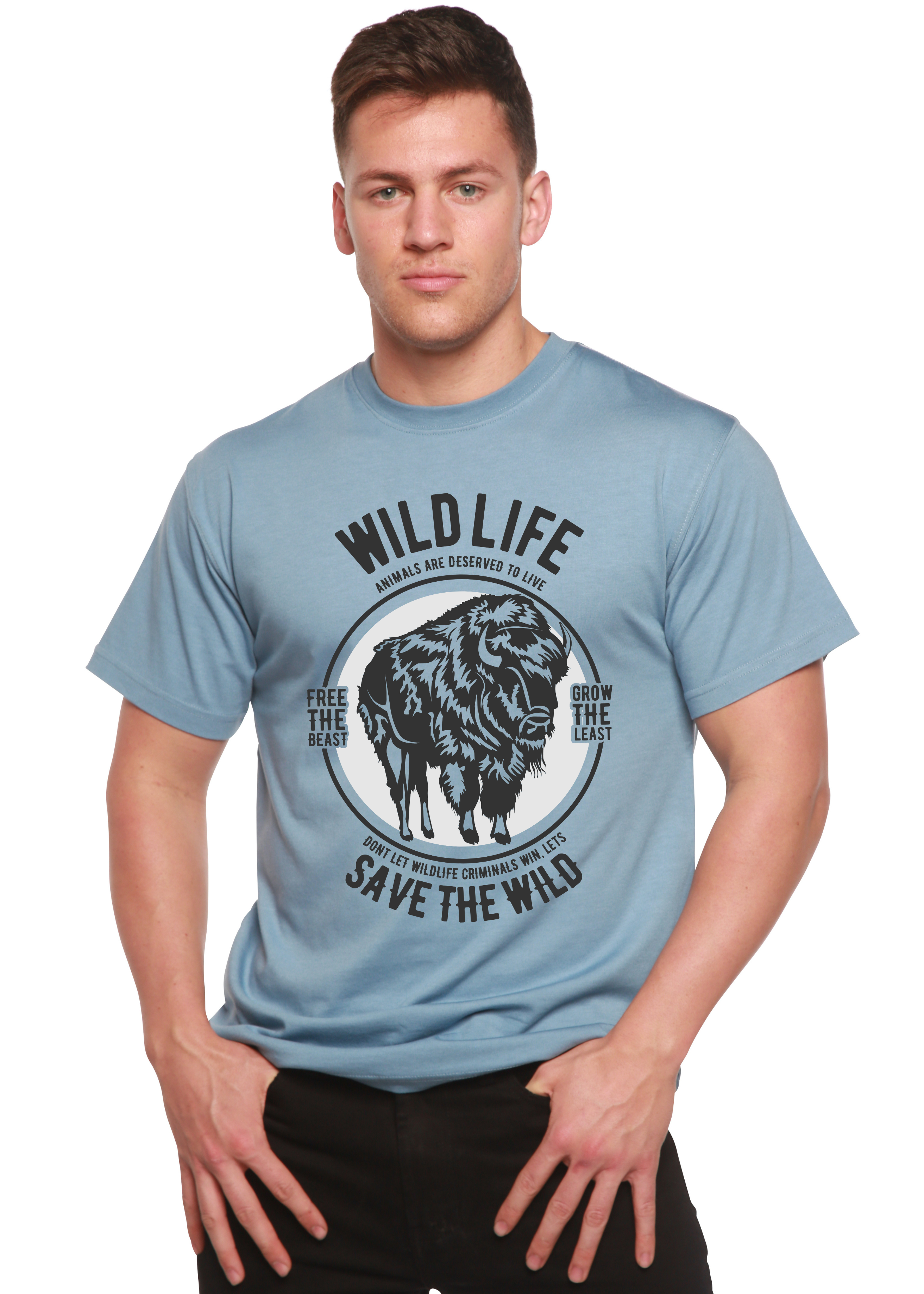 Spun Bamboo Wild Life Spun Bamboo® Men's Bamboo Viscose/Organic Cotton Short Sleeve Graphic T-Shirt — lifestyle context