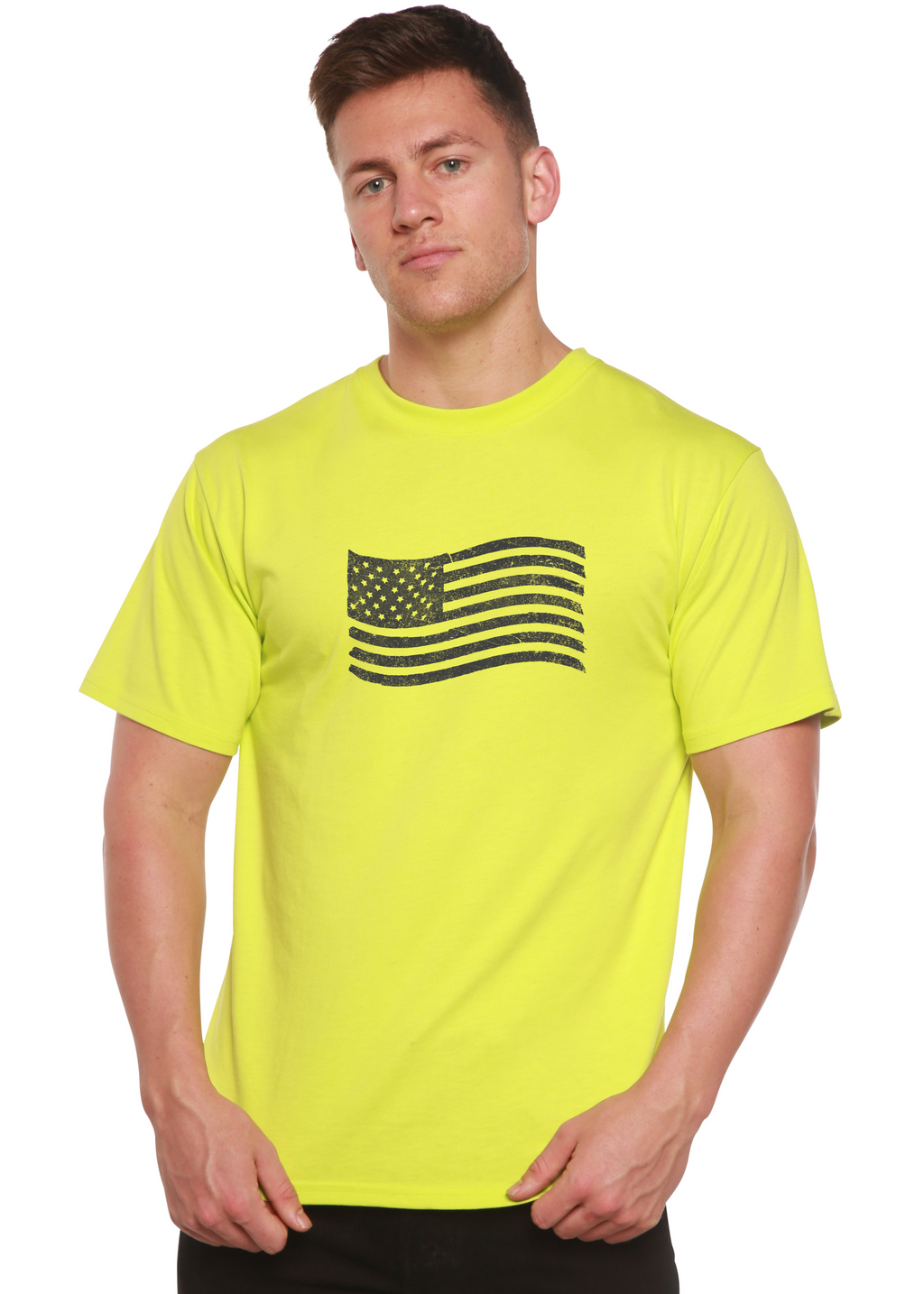 Spun Bamboo American Flag Men's Bamboo Short Sleeve Graphic T-Shirt — alternative angle