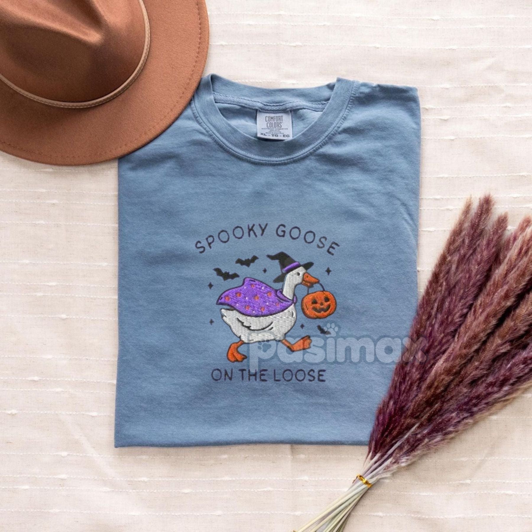 Pasimax The Ghostly Goose Embroidered Comfort Colors® T-Shirt — alternative angle