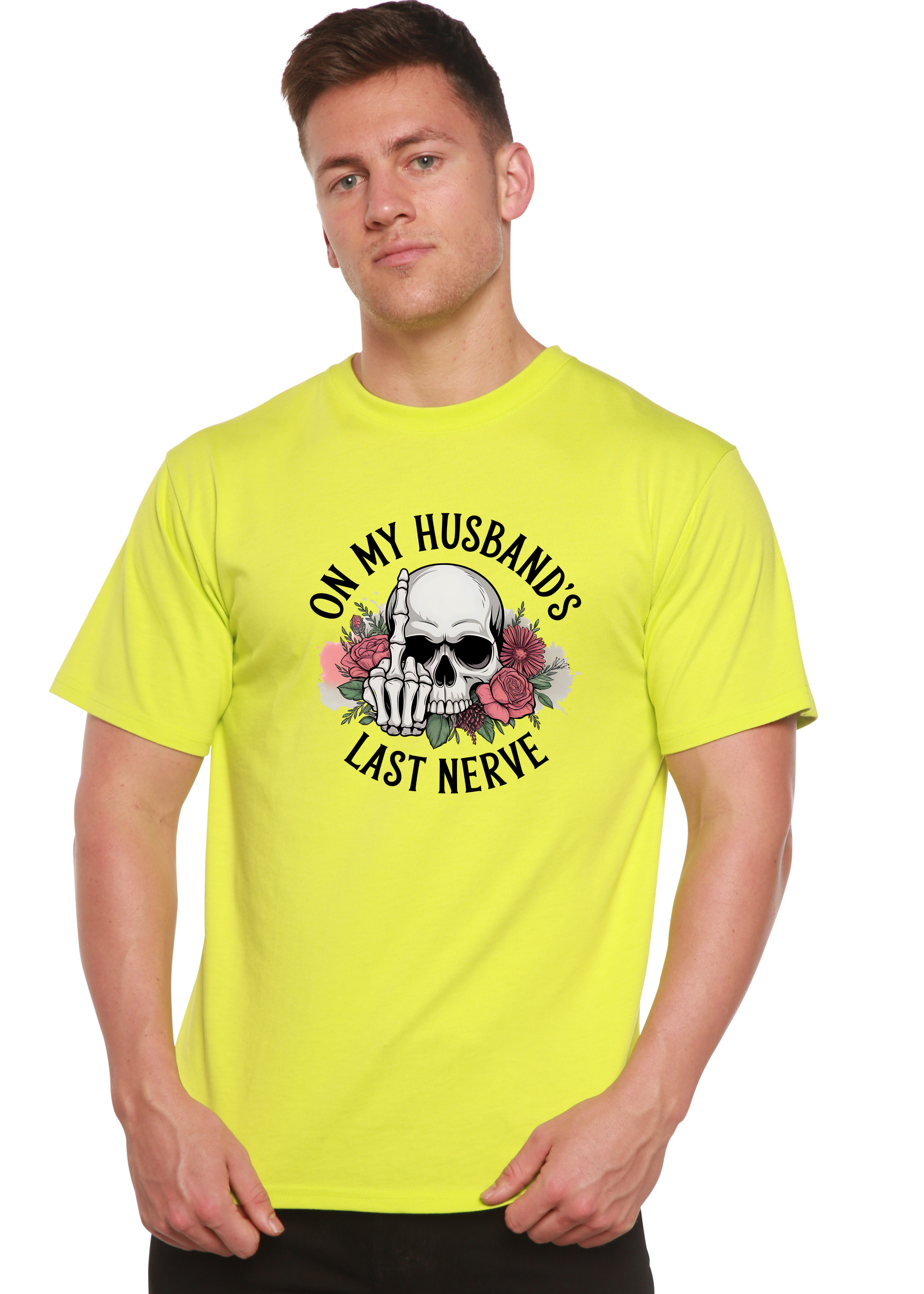 Spun Bamboo On My Husbands Last Nerve Sublimation Unisex Bamboo/Cotton Graphic T-Shirt — back view
