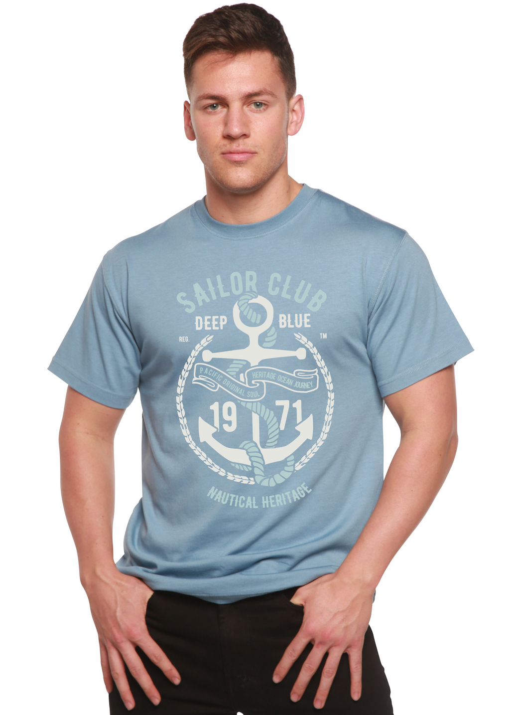 Spun Bamboo Sailor Club Spun Bamboo® Men's Bamboo Viscose/Organic Cotton Short Sleeve Graphic T-Shirt — back view