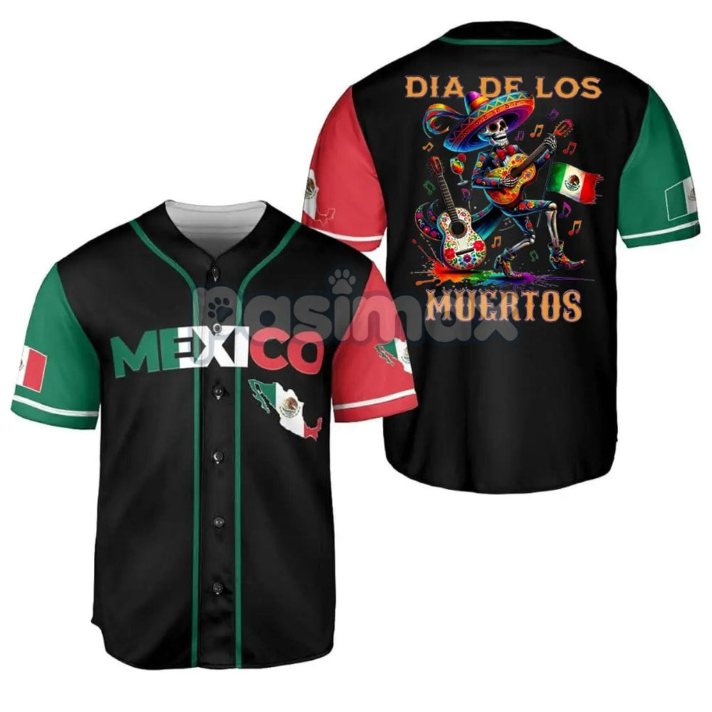 Pasimax Mexico Día de los Muertos Baseball Jersey — lifestyle context