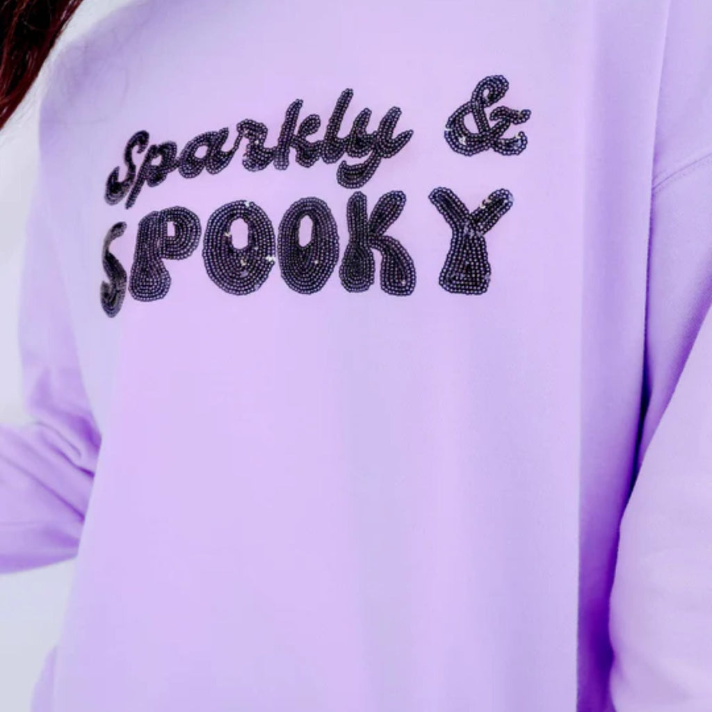 Pasimax Sequin Skeleton Halloween Sweatshirt for Women — side view
