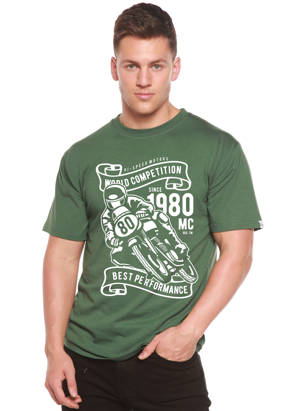 Spun Bamboo World Competition Men's Bamboo Viscose/Organic Cotton Short Sleeve Graphic Graphic T-Shirt — side view