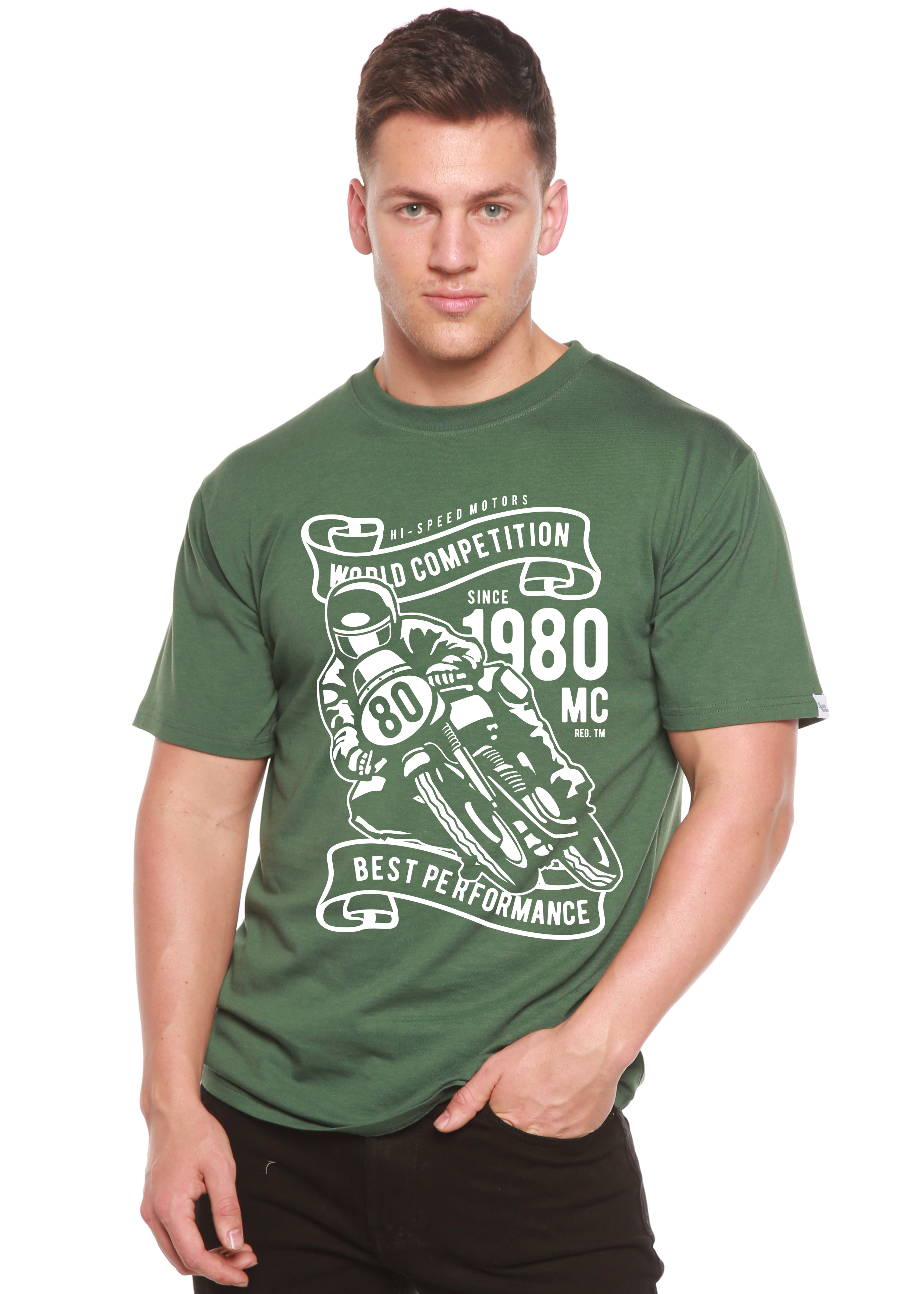 Spun Bamboo World Competition Men's Bamboo Viscose/Organic Cotton Short Sleeve Graphic Graphic T-Shirt — side view