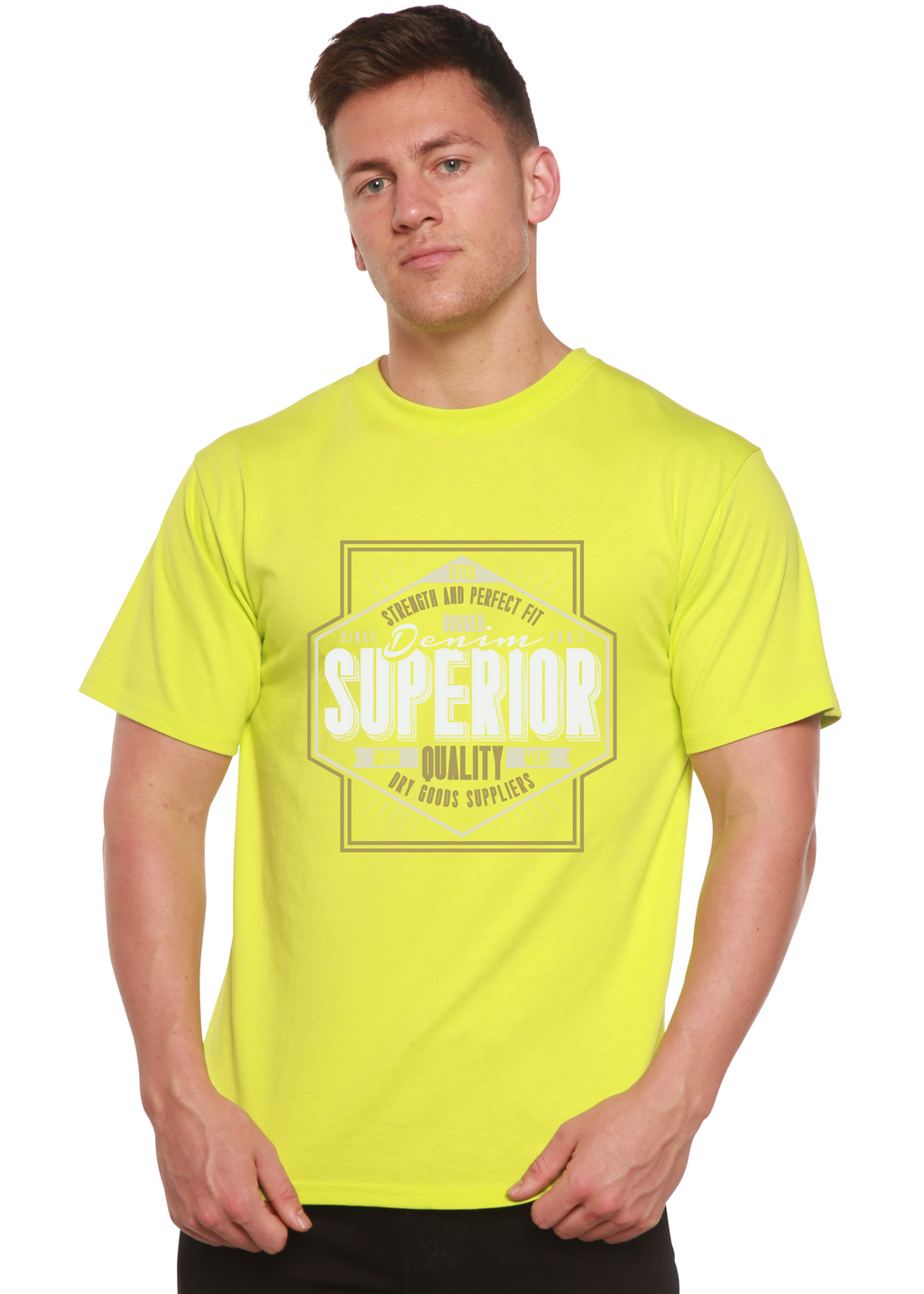 Spun Bamboo Superior Quality Men's Bamboo Viscose/Organic Cotton Short Sleeve Graphic T-Shirt — in-use photo