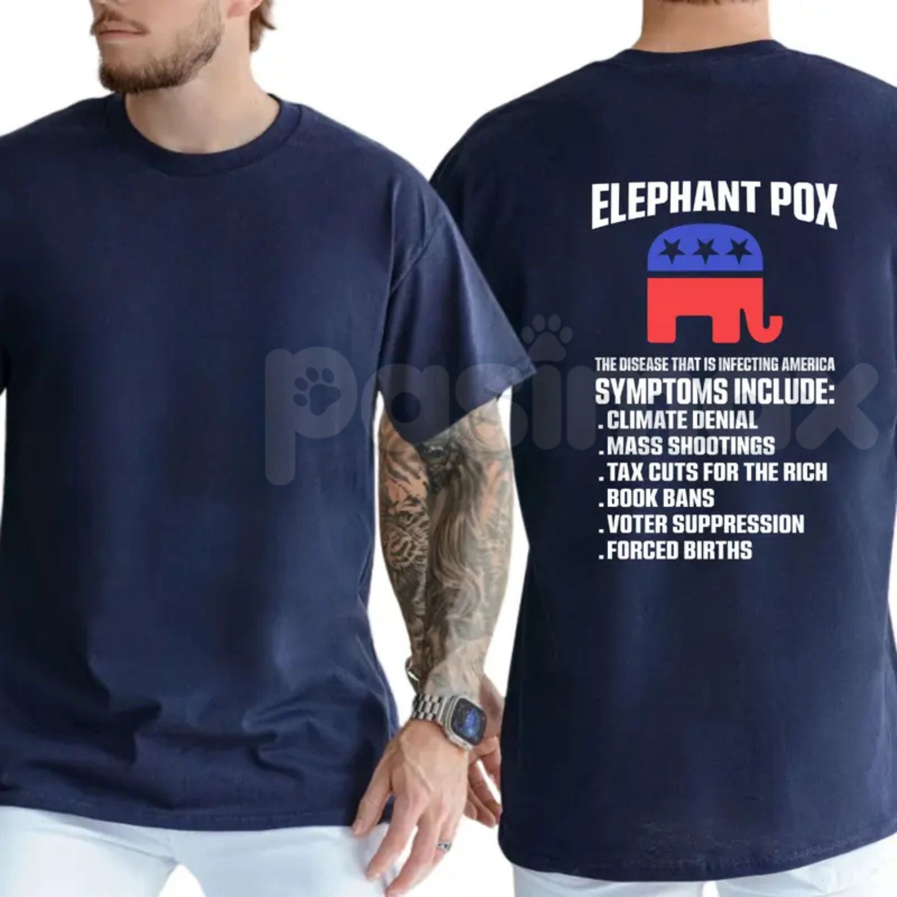 "Elephant Pox" Funny Political T-Shirt – Sarcastic Democracy Graphic Tee, Premium 100% Cotton Liberal Humor Top, Soft Lived-In Heavyweight Election Year Satire Shirt, Made in USA