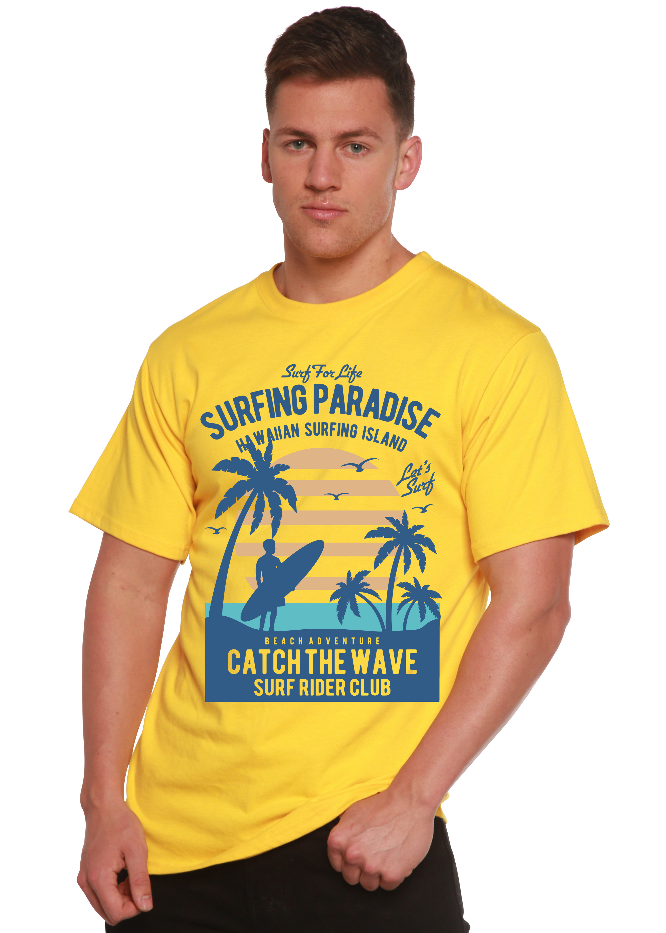 Spun Bamboo Surfing Paradis Spun Bamboo® Men's Bamboo Viscose/Organic Cotton Short Sleeve Graphic T-Shirt — lifestyle context