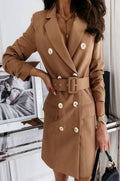 Pretty Little Patriot Pretty Little Patriot Belted Brown Blazer Dress — main product shot