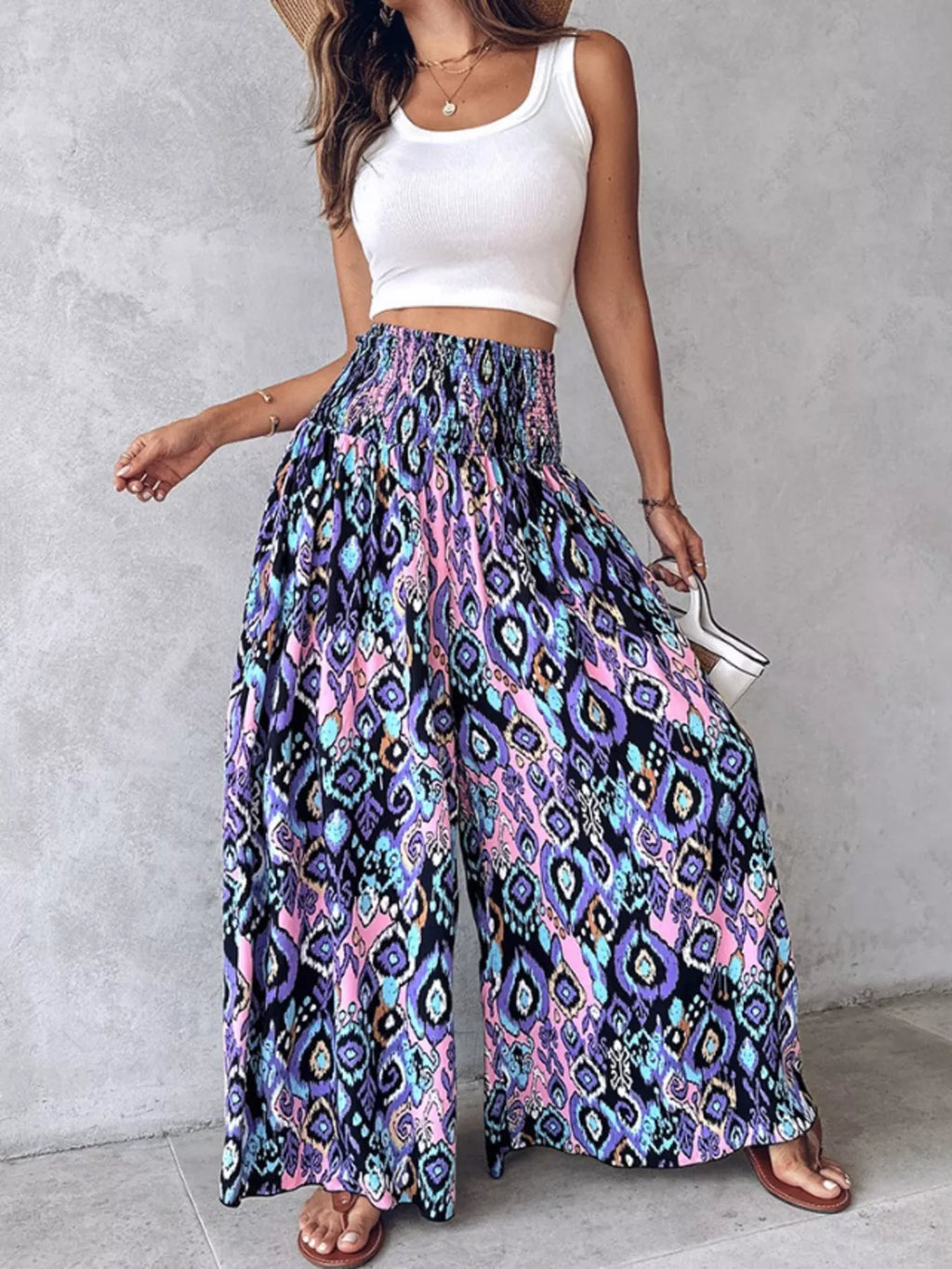 Printed Wide-Leg Pants