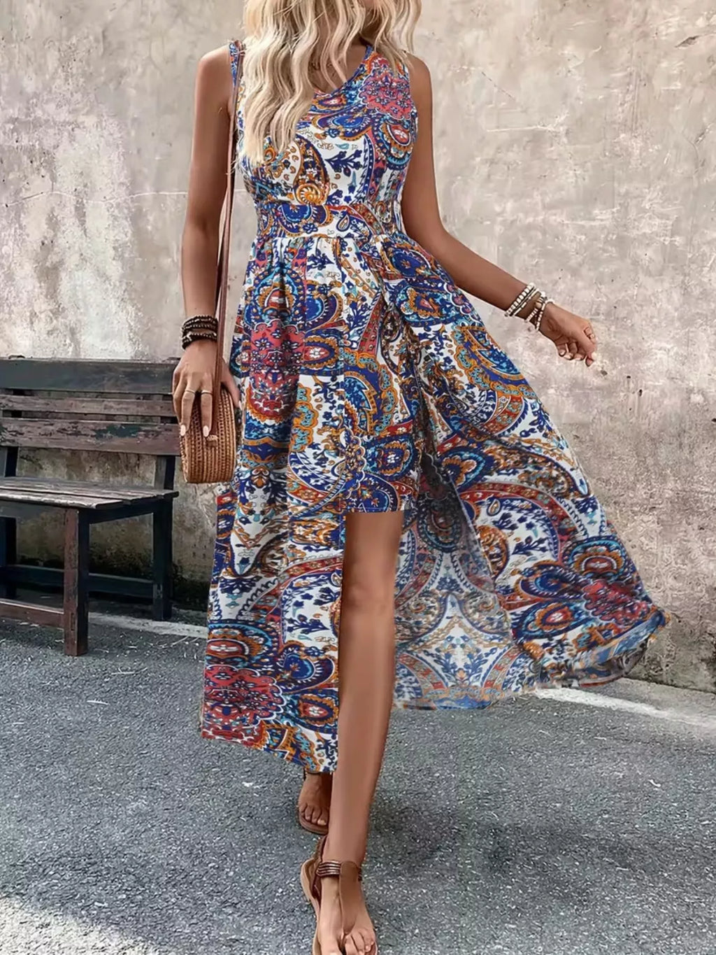 Paisley Print Sleeveless Romper