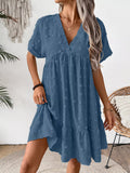 Swiss Dot V-Neck Tiered Mini Dress