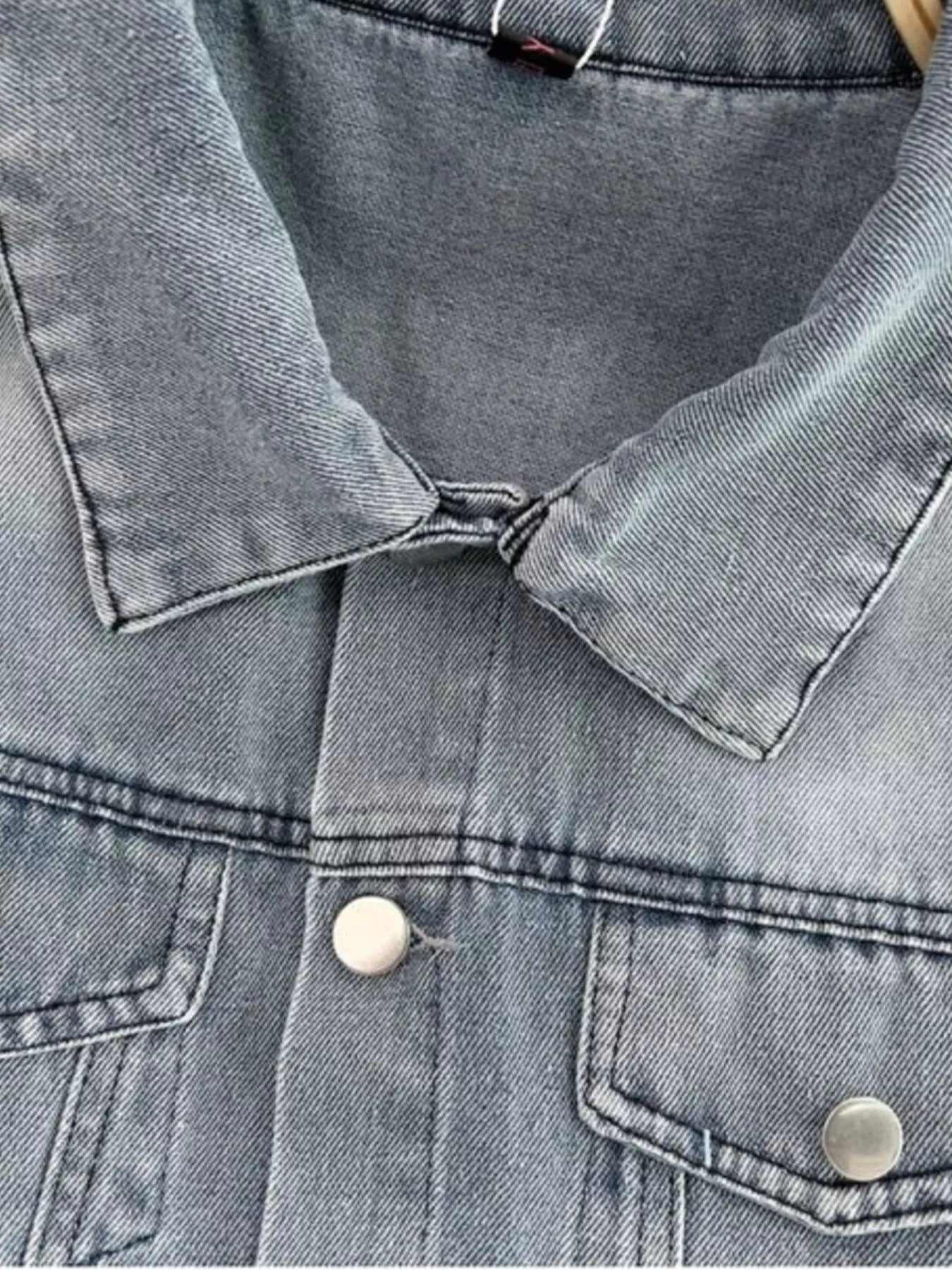 Button Front Short Sleeve Denim Romper