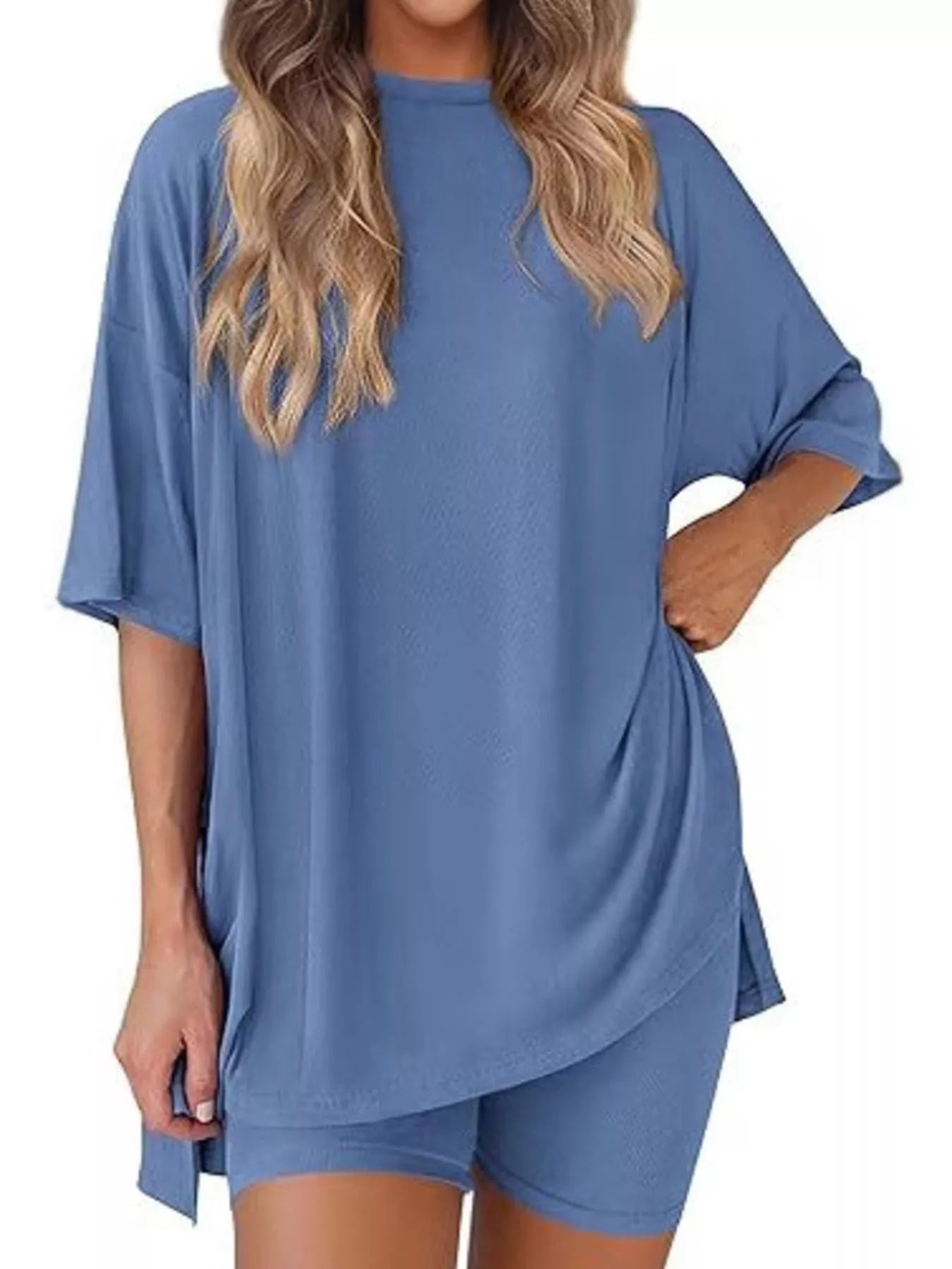 Full Size Half Sleeve T-Shirt and Shorts Set Plus Size