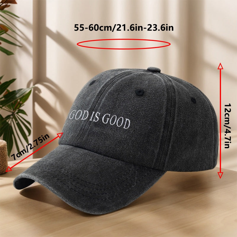 MyClosetAid [Vintage Baseball Cap] Embroidered "GOD IS GOOD" Design — detail close-up