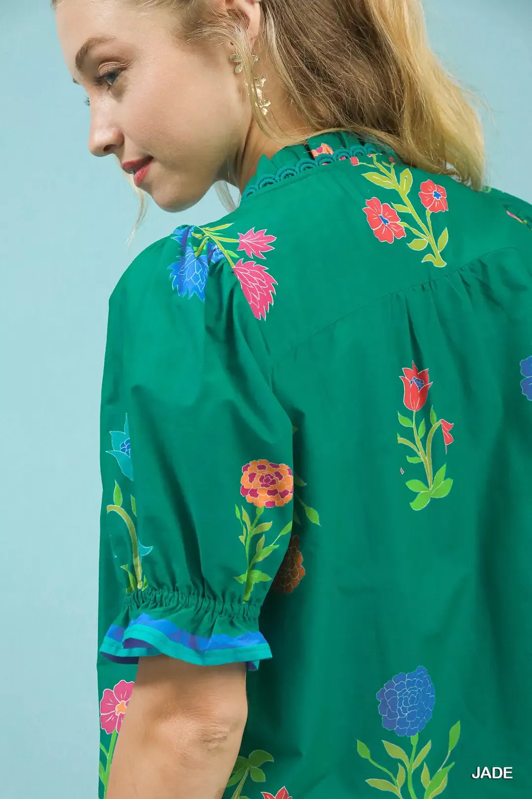 Umgee Petal Parade Print Button-Down Blouse