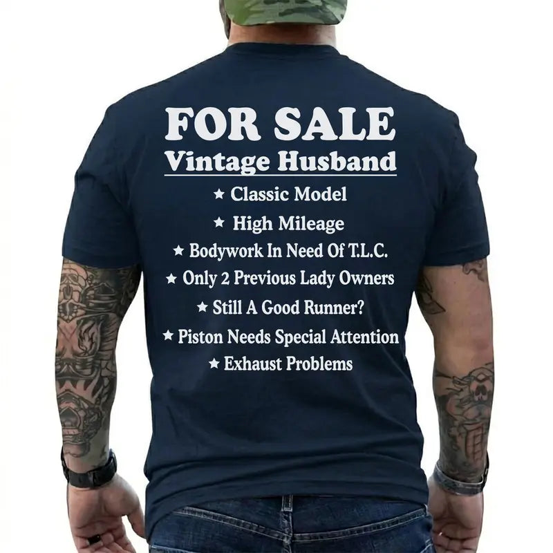 "Vintage Husband For Sale" T-Shirt – Funny Marriage Retro Graphic Tee