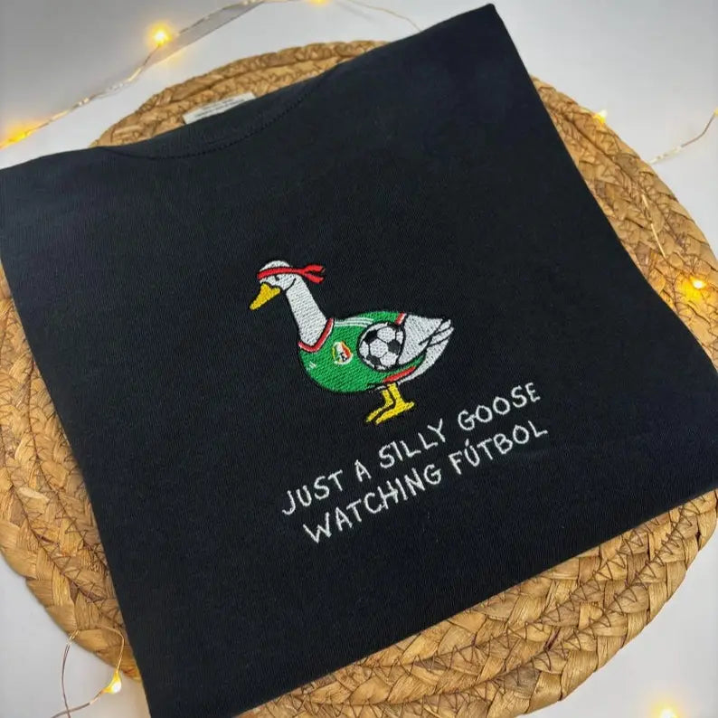 Unisex Mexico Goose Embroidered Comfort Colors T-Shirt – Mexico Futbol Silly Goose Tee