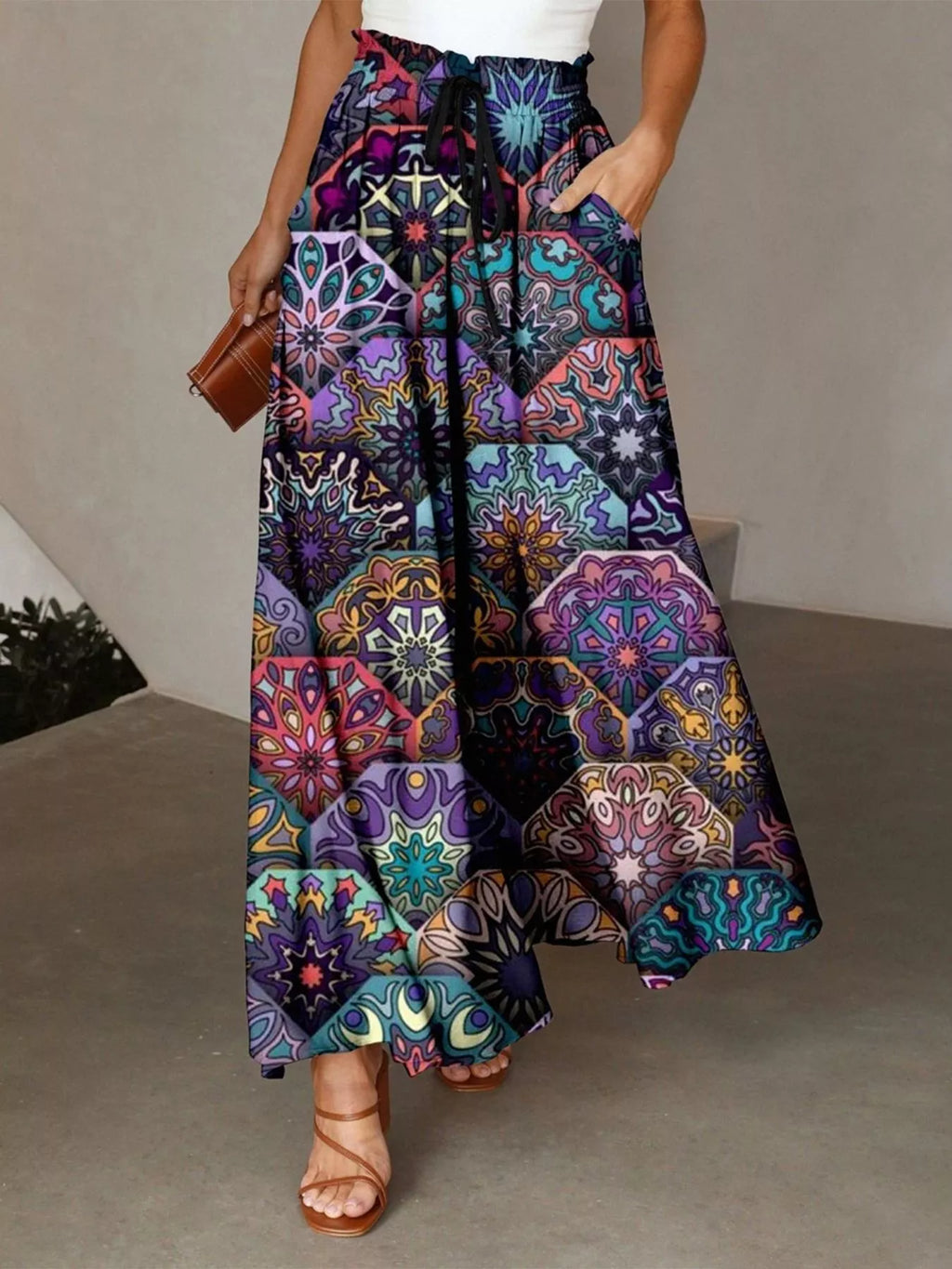 Printed Wide-Leg Pants