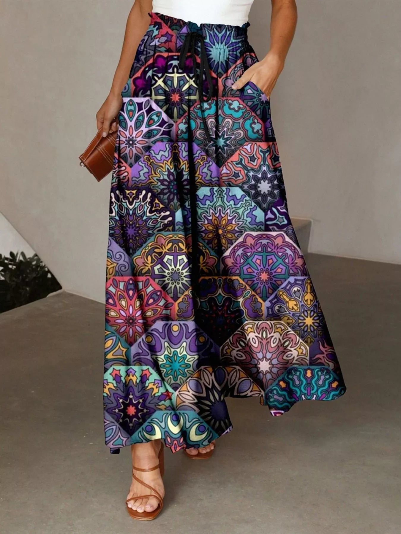 Printed Wide-Leg Pants