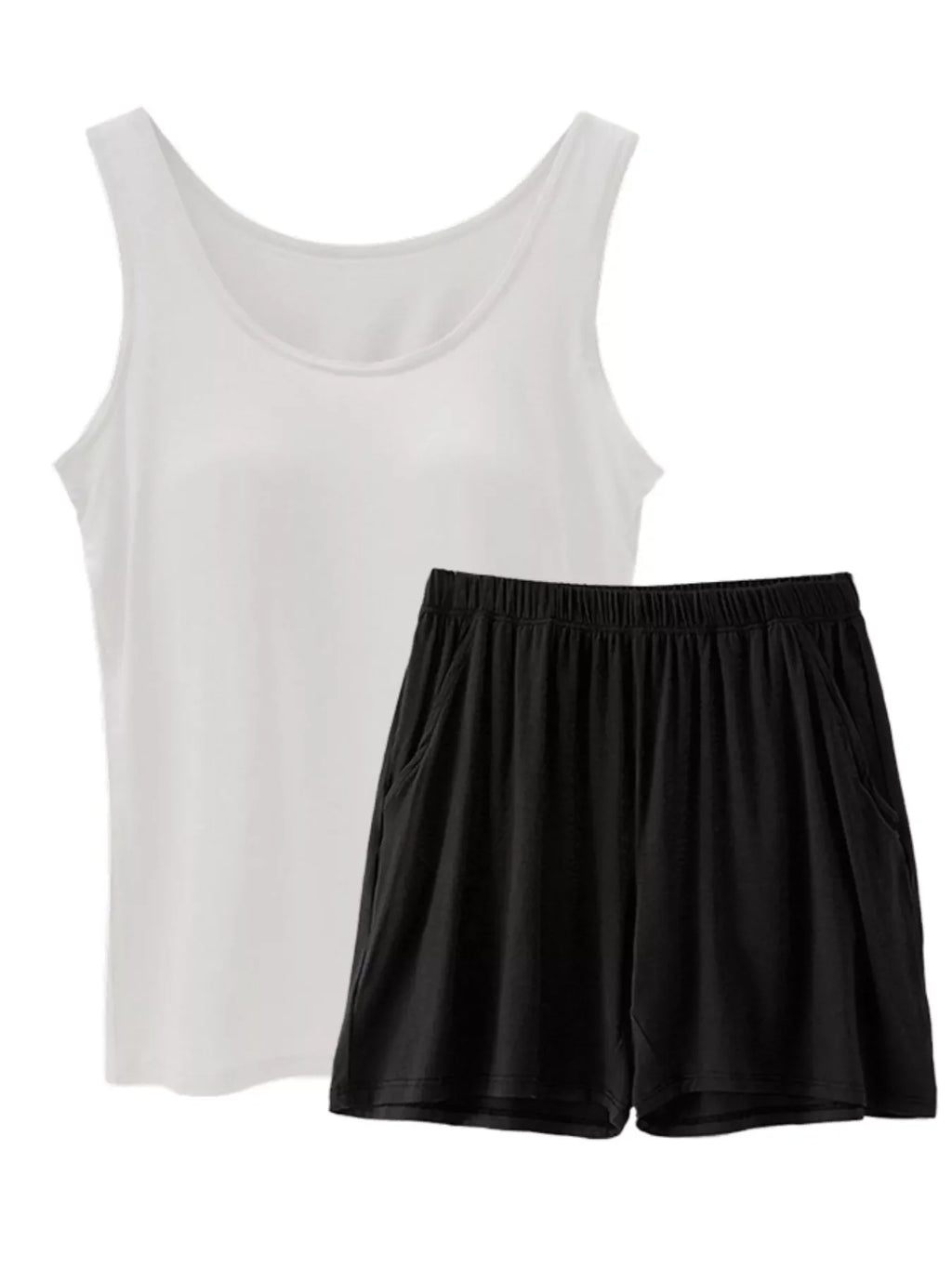 Plus Size Modal Padded Sleeveless Tank Top & Shorts Set