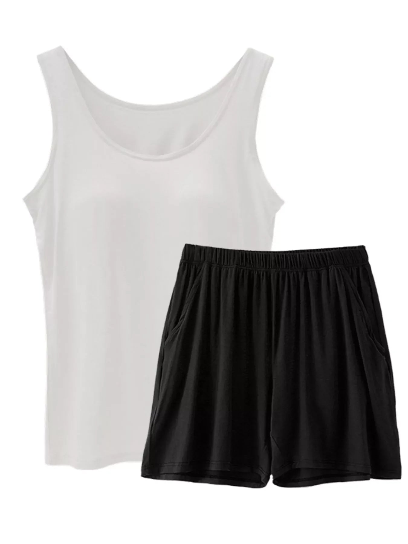 Plus Size Modal Padded Sleeveless Tank Top & Shorts Set