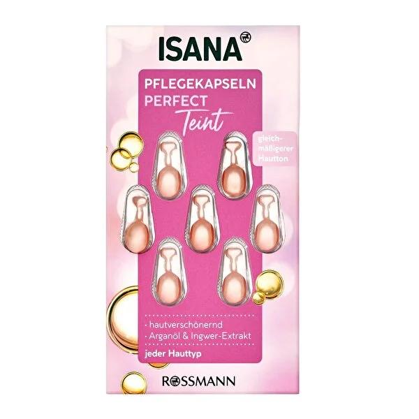 Isana Face Serum Perfect Teint - 7 Capsules, Argan Oil & Ginger Extract for All Skin Types