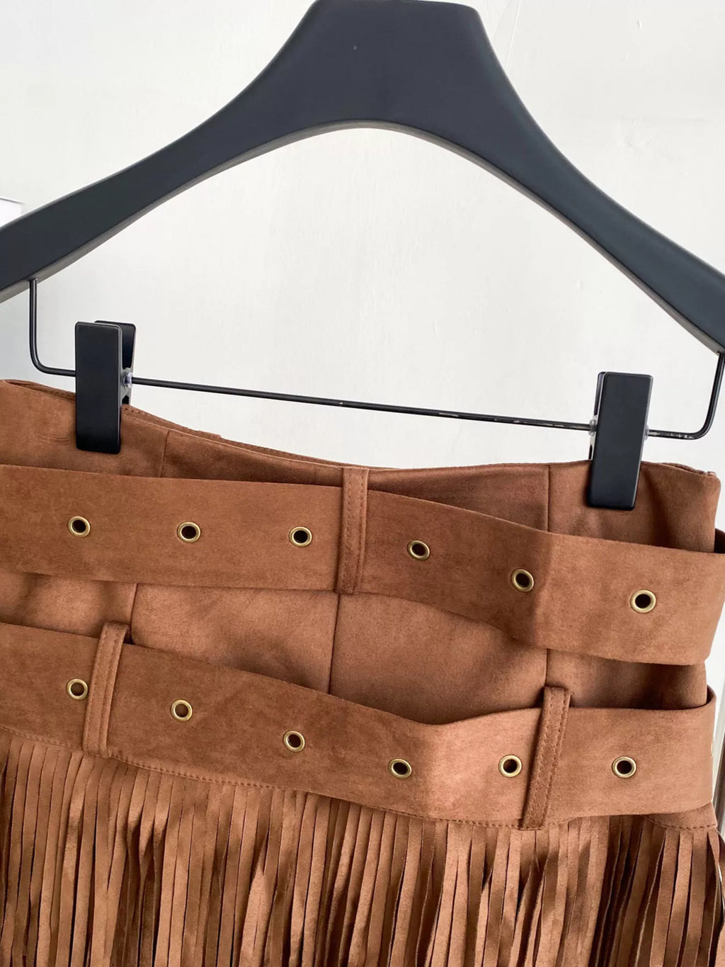 Fringe Belted Mini Skirt