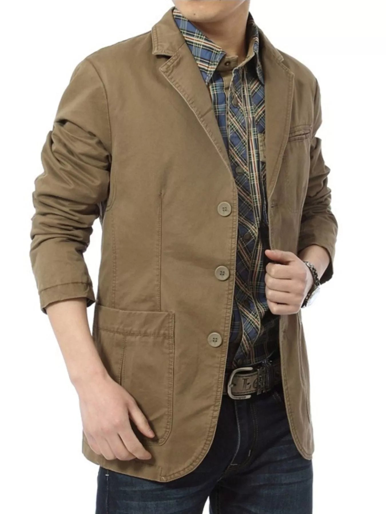 Men's Plus Size Casual Button Up Blazer