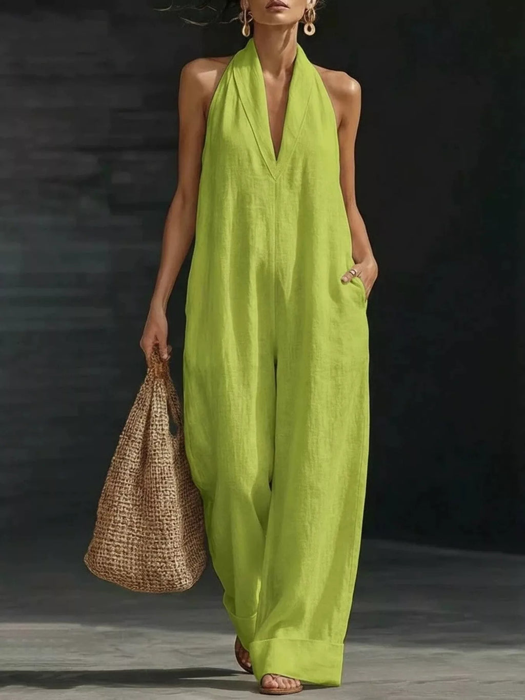 Halter Neck Wide-Leg Jumpsuit