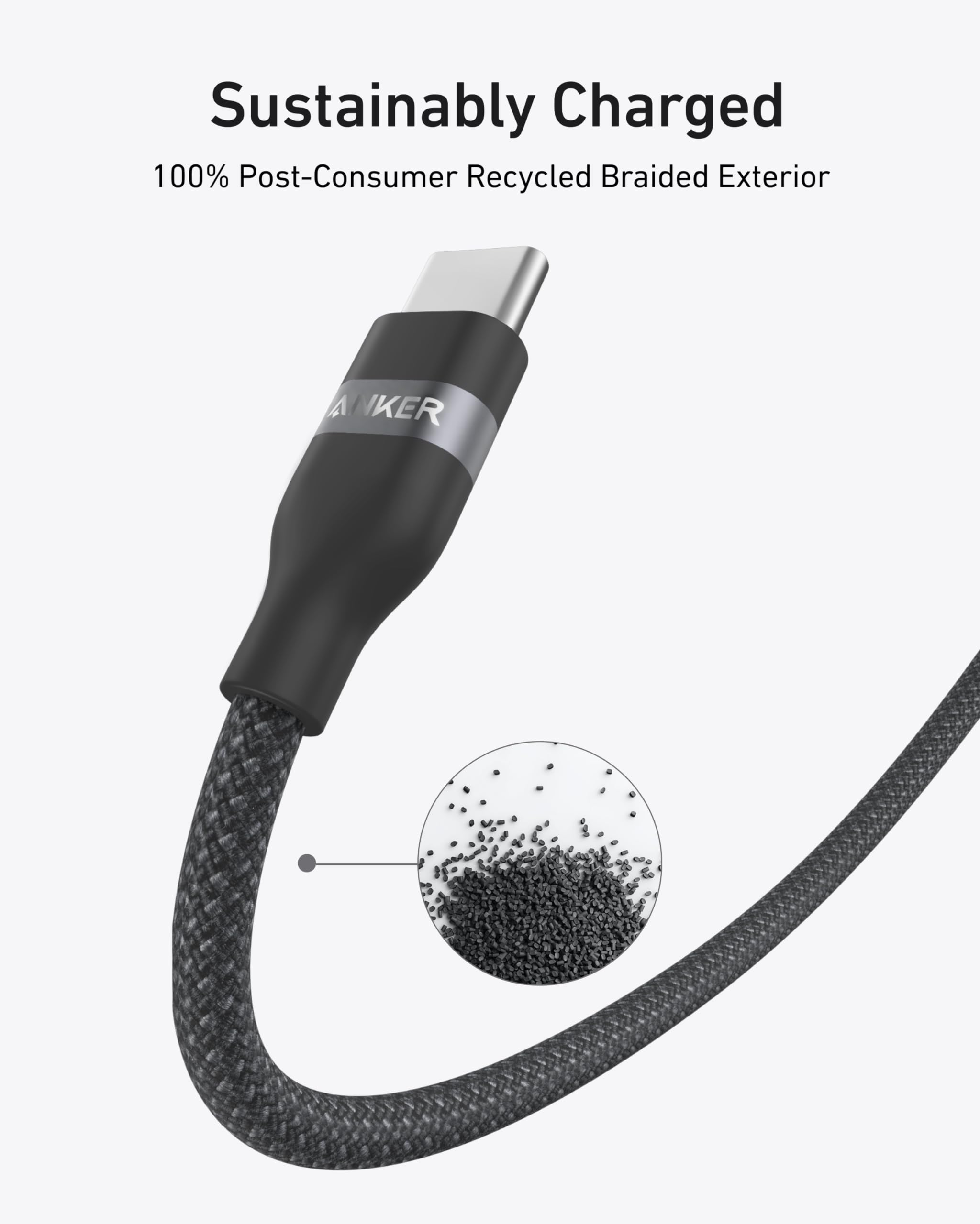 Anker USB-C to USB-C Cable (3 ft / 6 ft, 240W, Upcycled-Braided), view 17