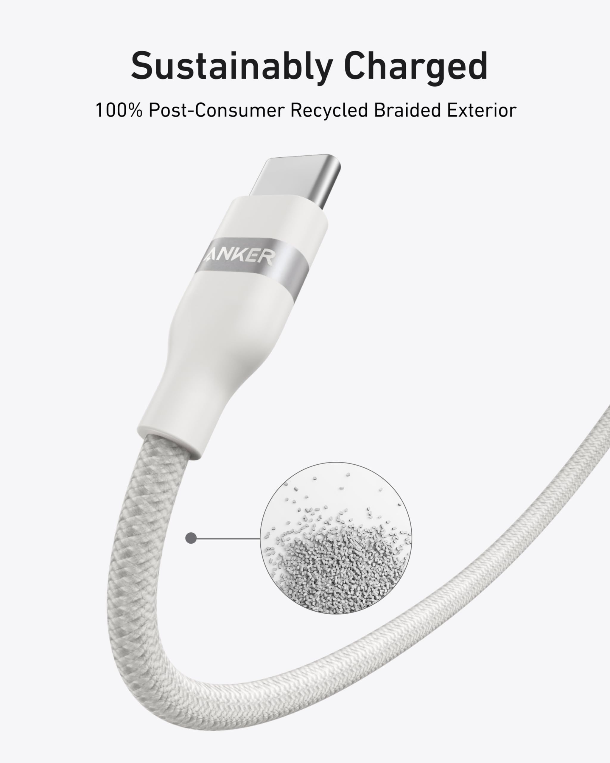 Anker USB-C to USB-C Cable (3 ft / 6 ft, 240W, Upcycled-Braided), view 23