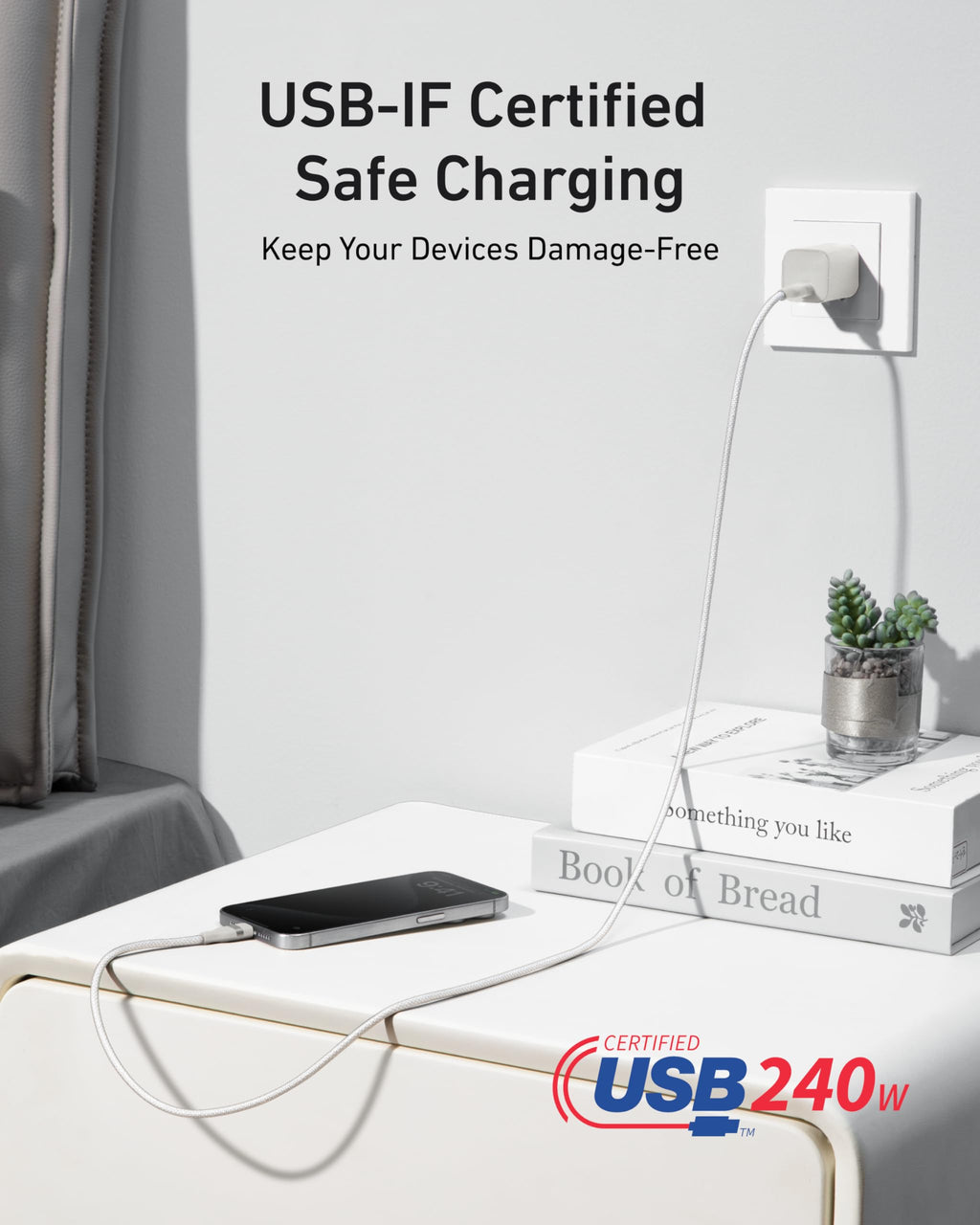 Anker USB-C to USB-C Cable (3 ft / 6 ft, 240W, Upcycled-Braided), view 24